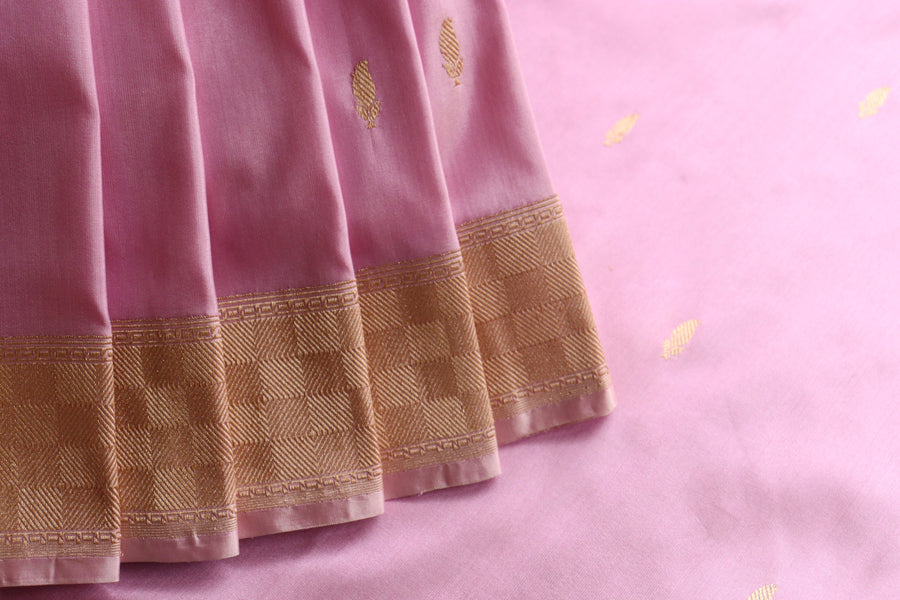 Baby Pink Kairy Kuniya Pure Silk Handloom Banarasi Saree