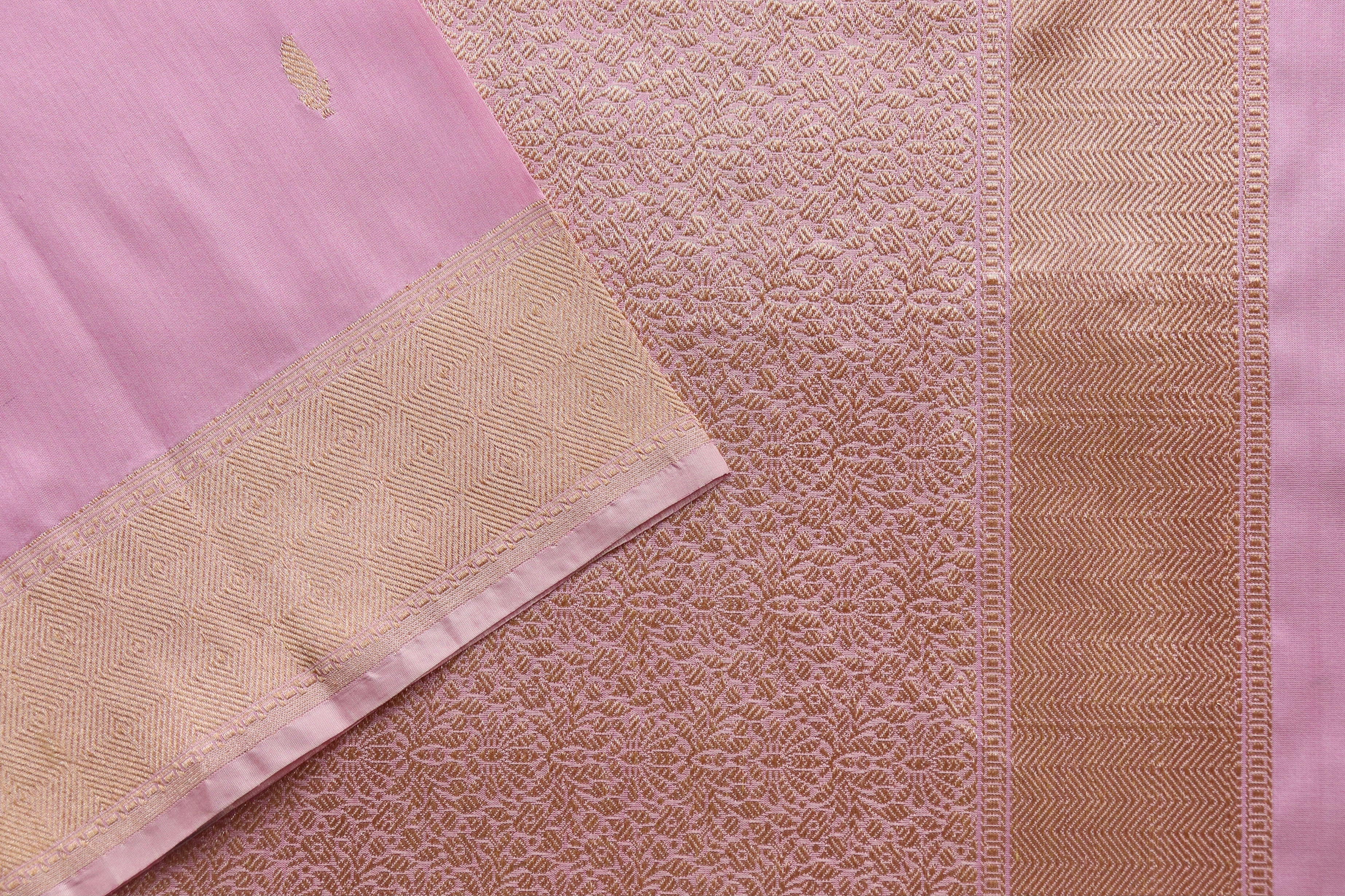 Baby Pink Kairy Kuniya Pure Silk Handloom Banarasi Saree