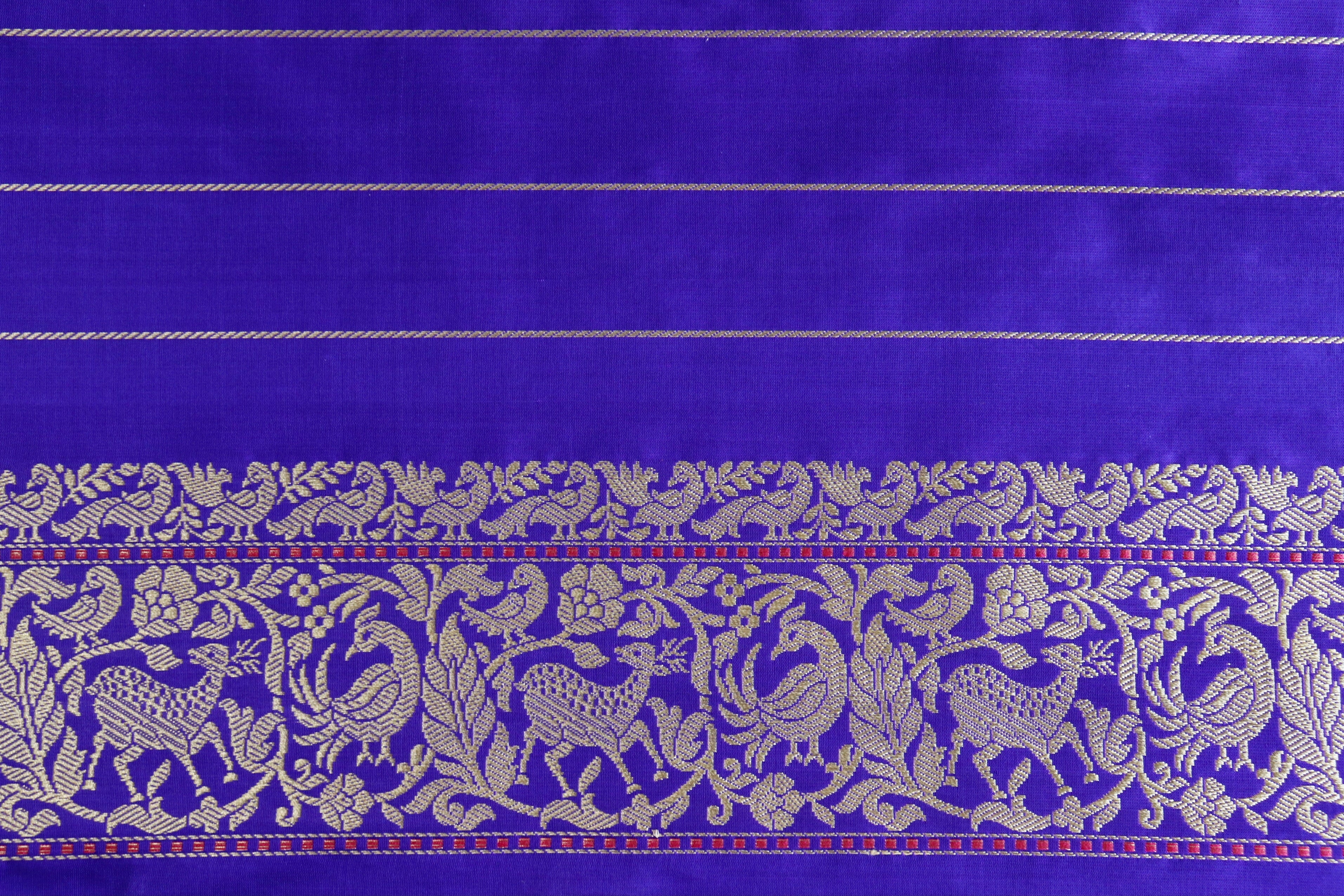 Purple Tanchoi Shikargah Pure Silk Handloom Banarasi Saree