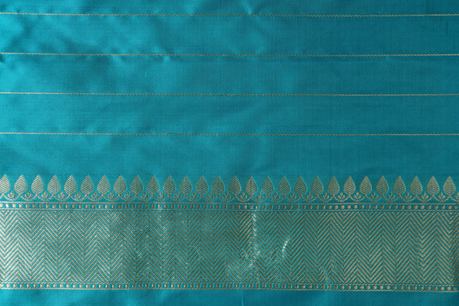 Blue Resham Handwoven Banarasi Tanchoi Silk Saree