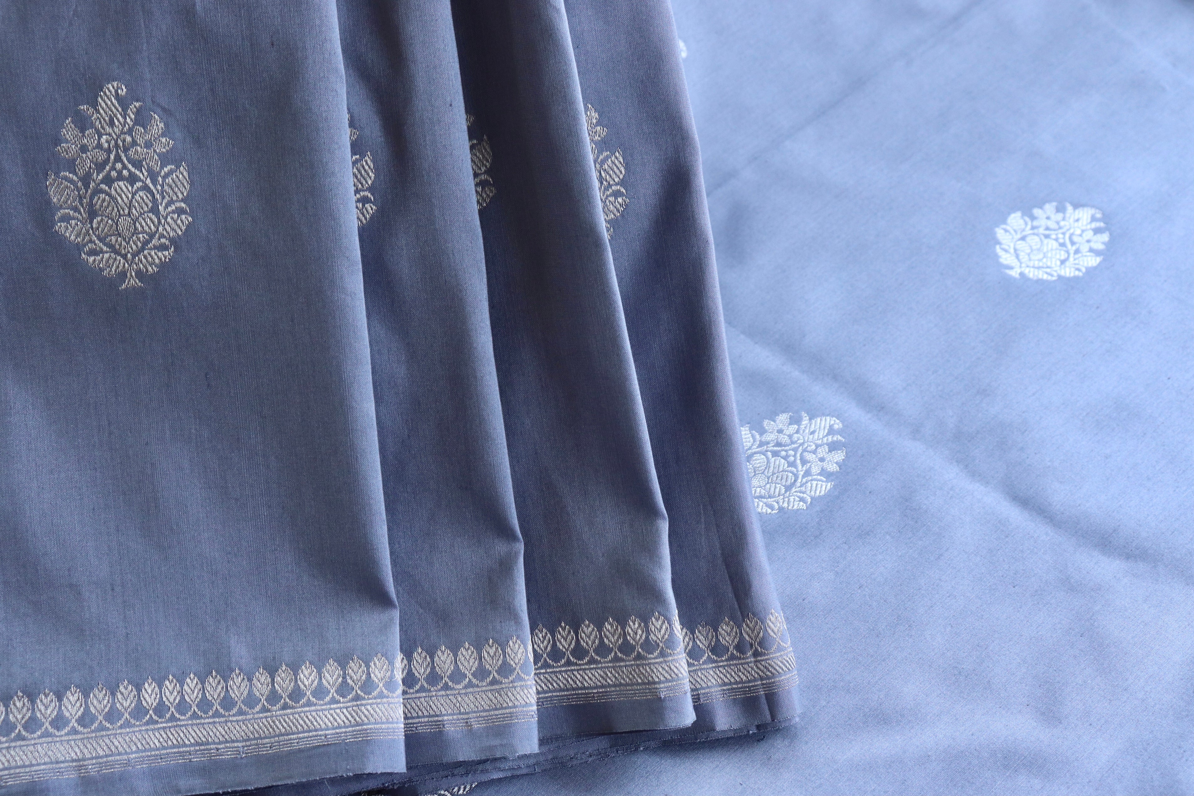 Powder Blue Virsa Handwoven Banarasi Saree