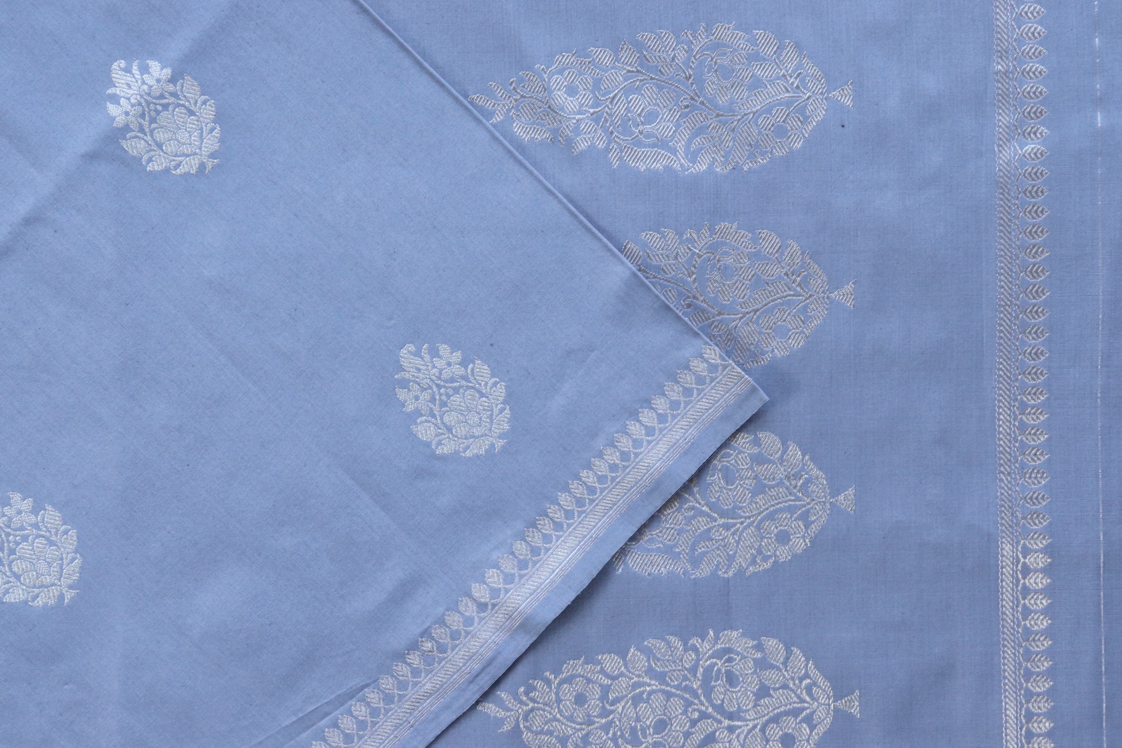 Powder Blue Virsa Handwoven Banarasi Saree