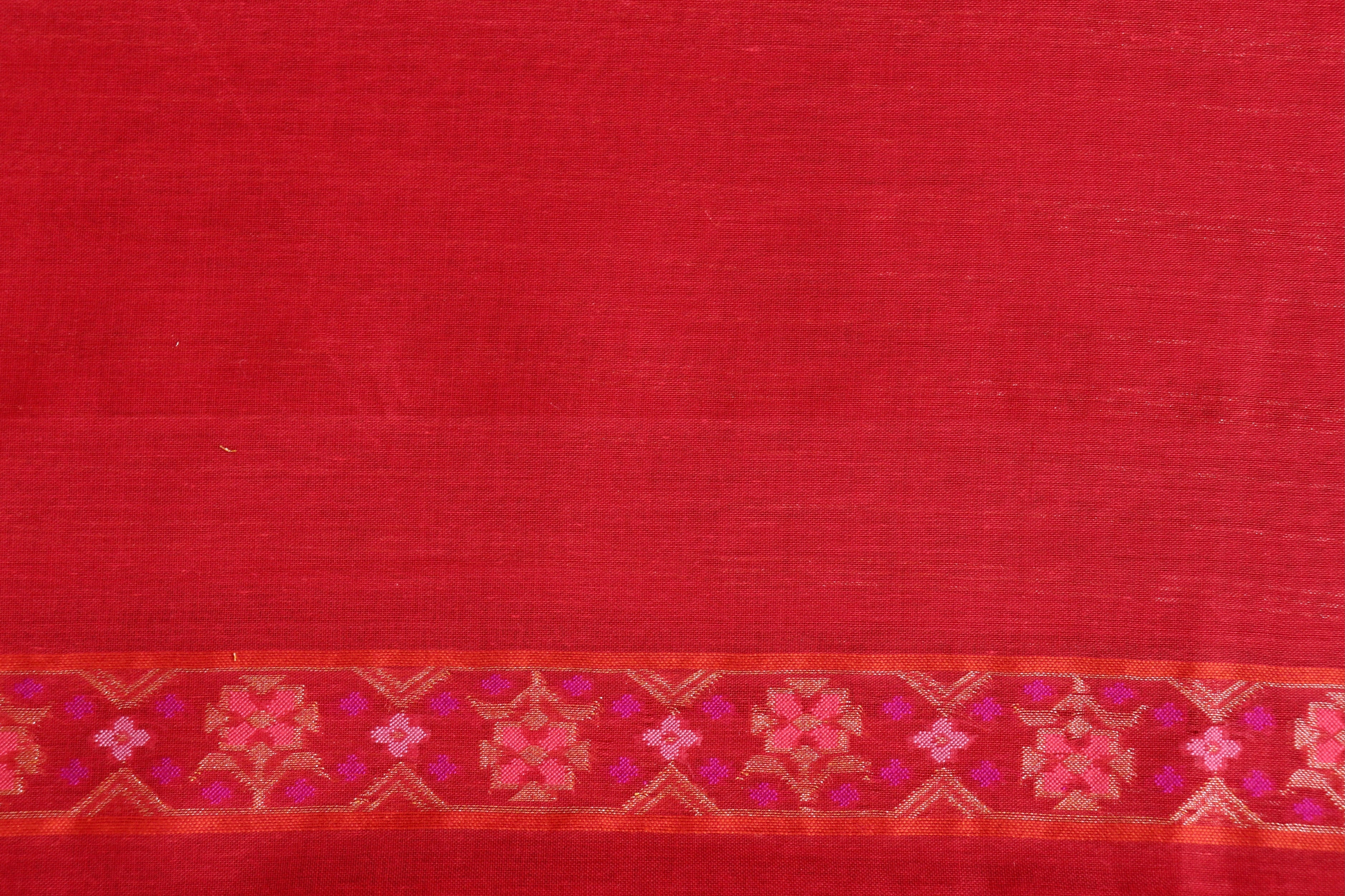 Red Meenadar Pure Cotton Banarasi Handloom Saree