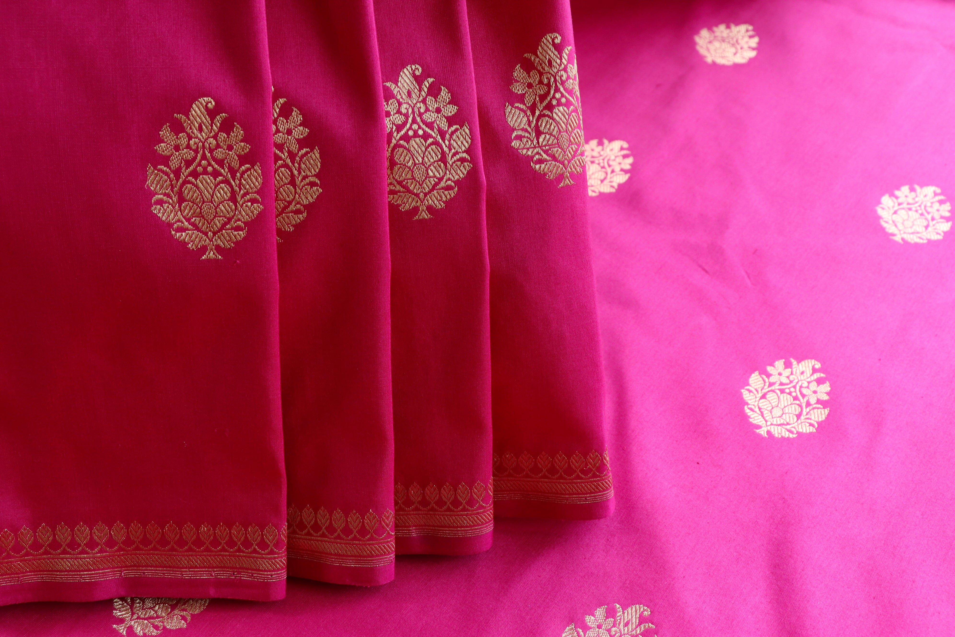 Rani Pink Virsa Handwoven Banarasi Saree