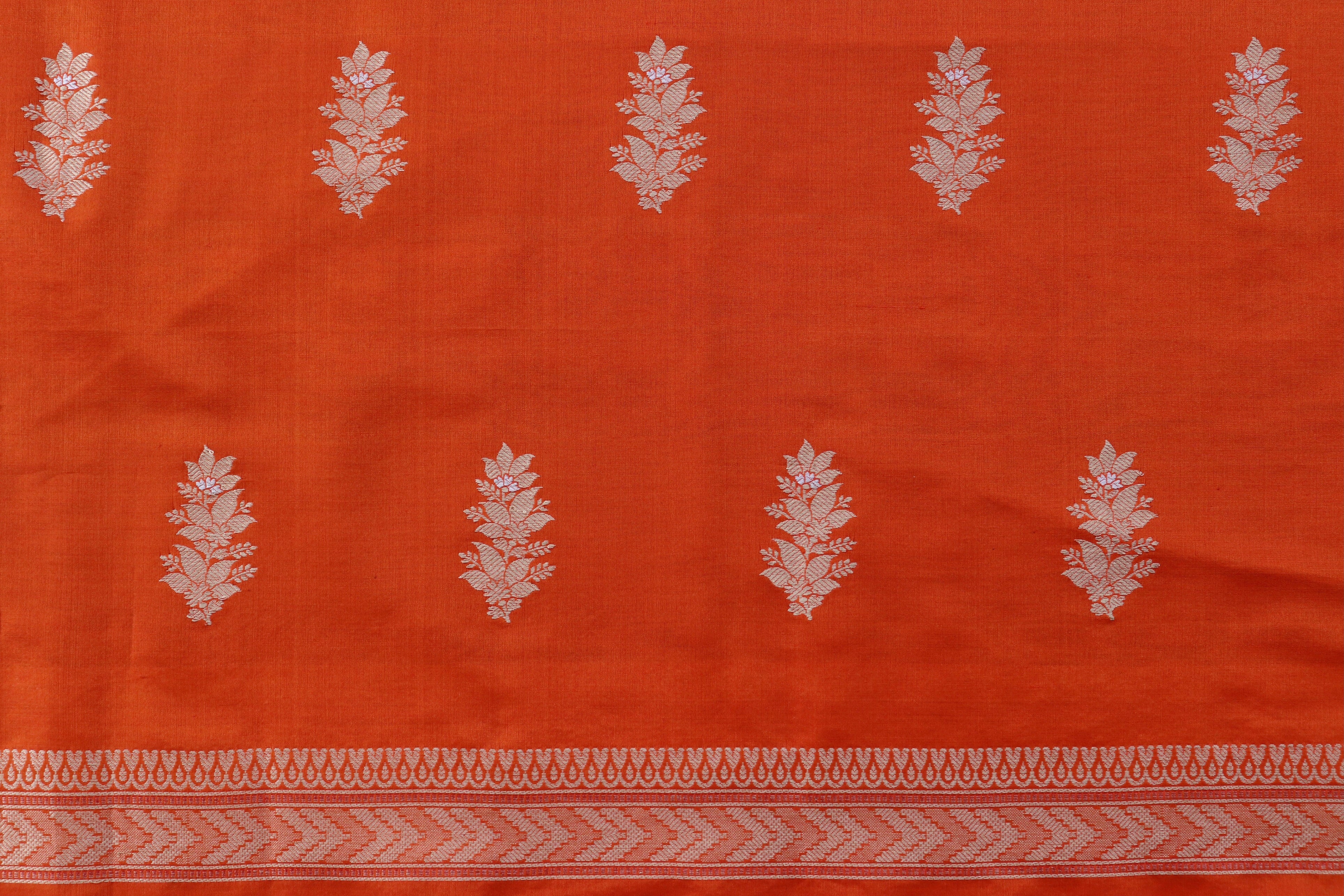 Orange Silk By Cotton Handloom Banarasi Suit Set