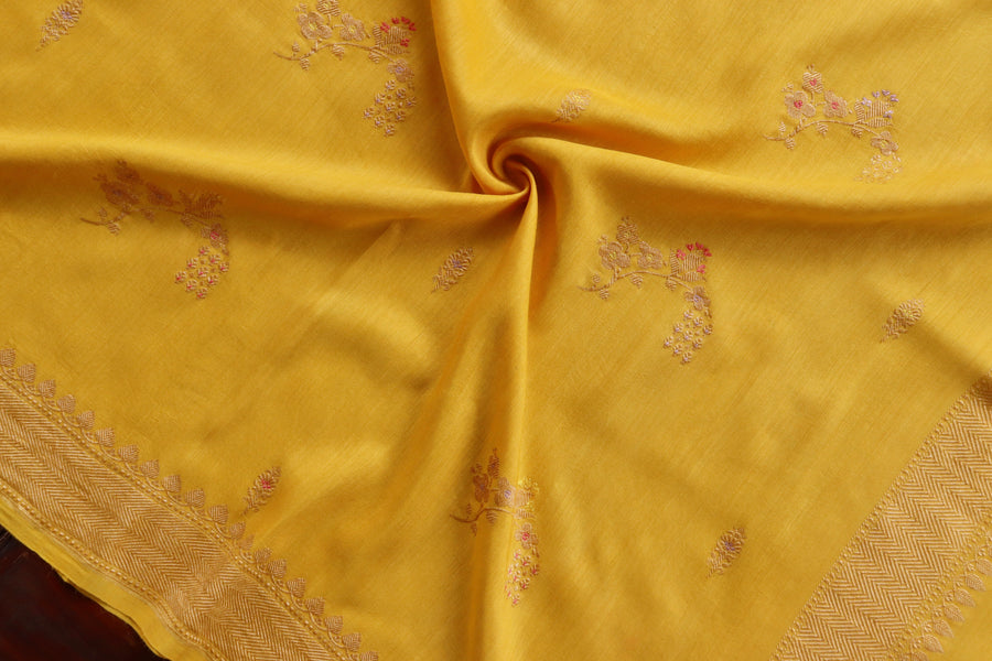 Mango Yellow Kadhua Meenadar Munga Silk Handloom Saree