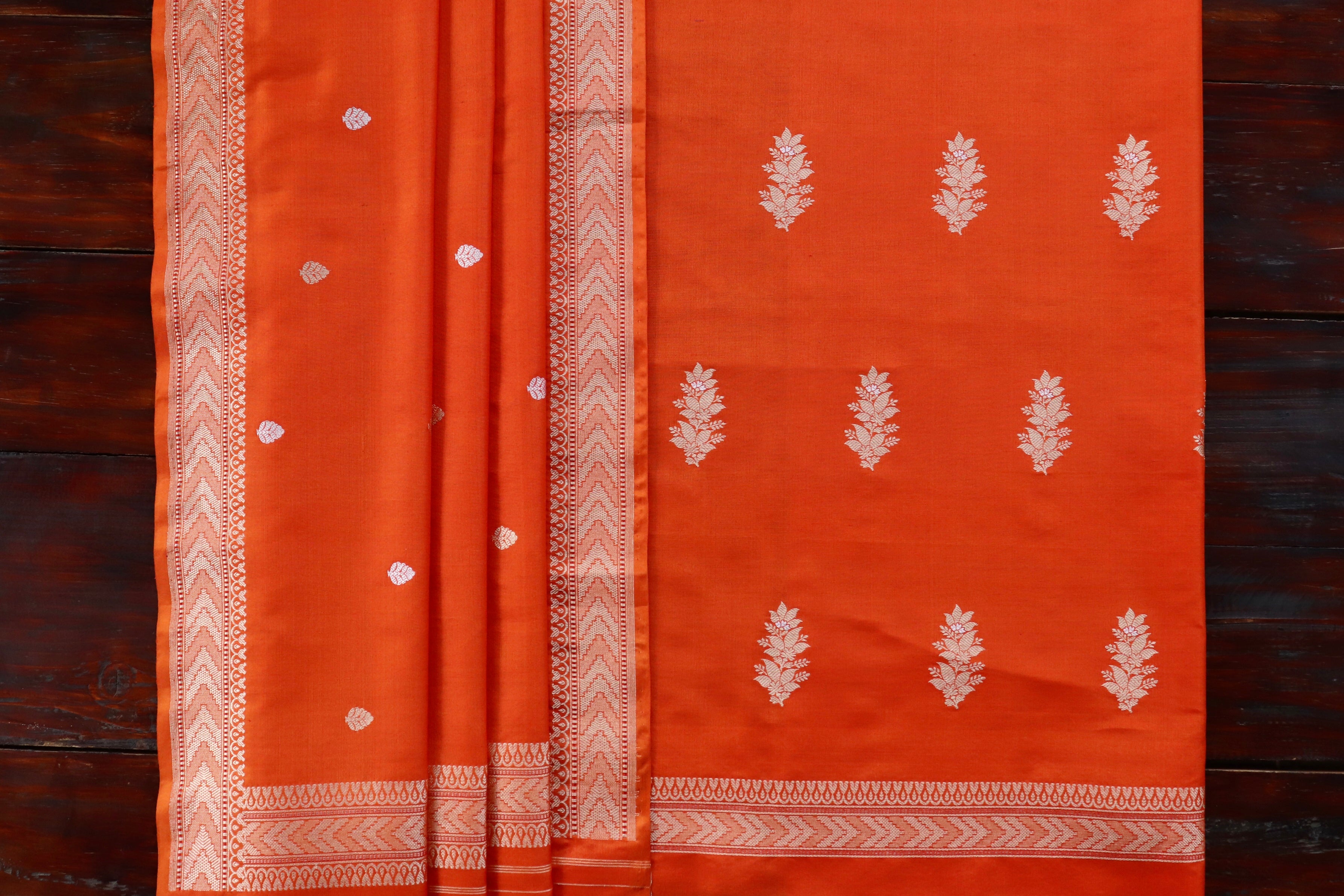 Orange Silk By Cotton Handloom Banarasi Suit Set