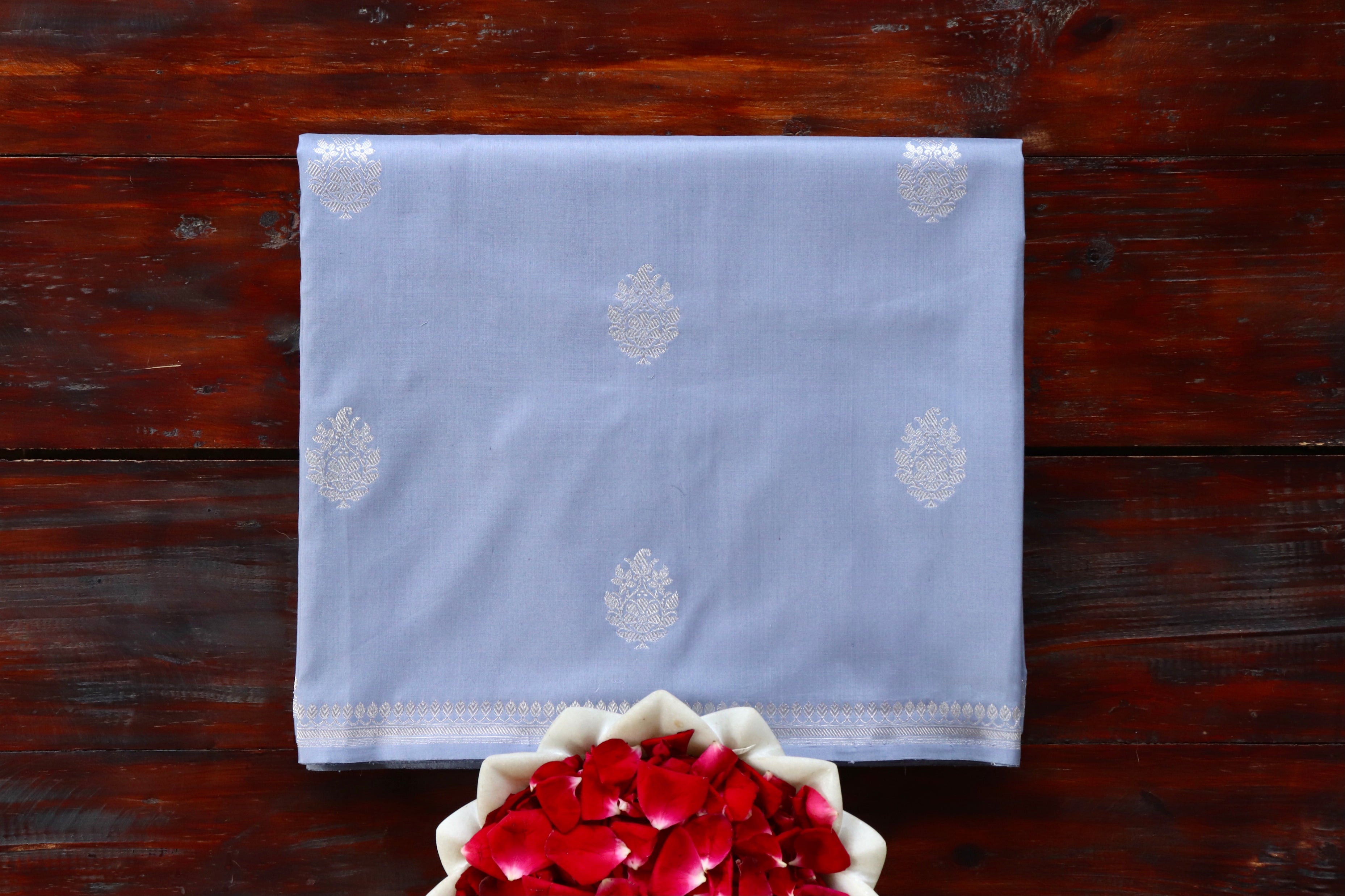 Powder Blue Virsa Handwoven Banarasi Saree