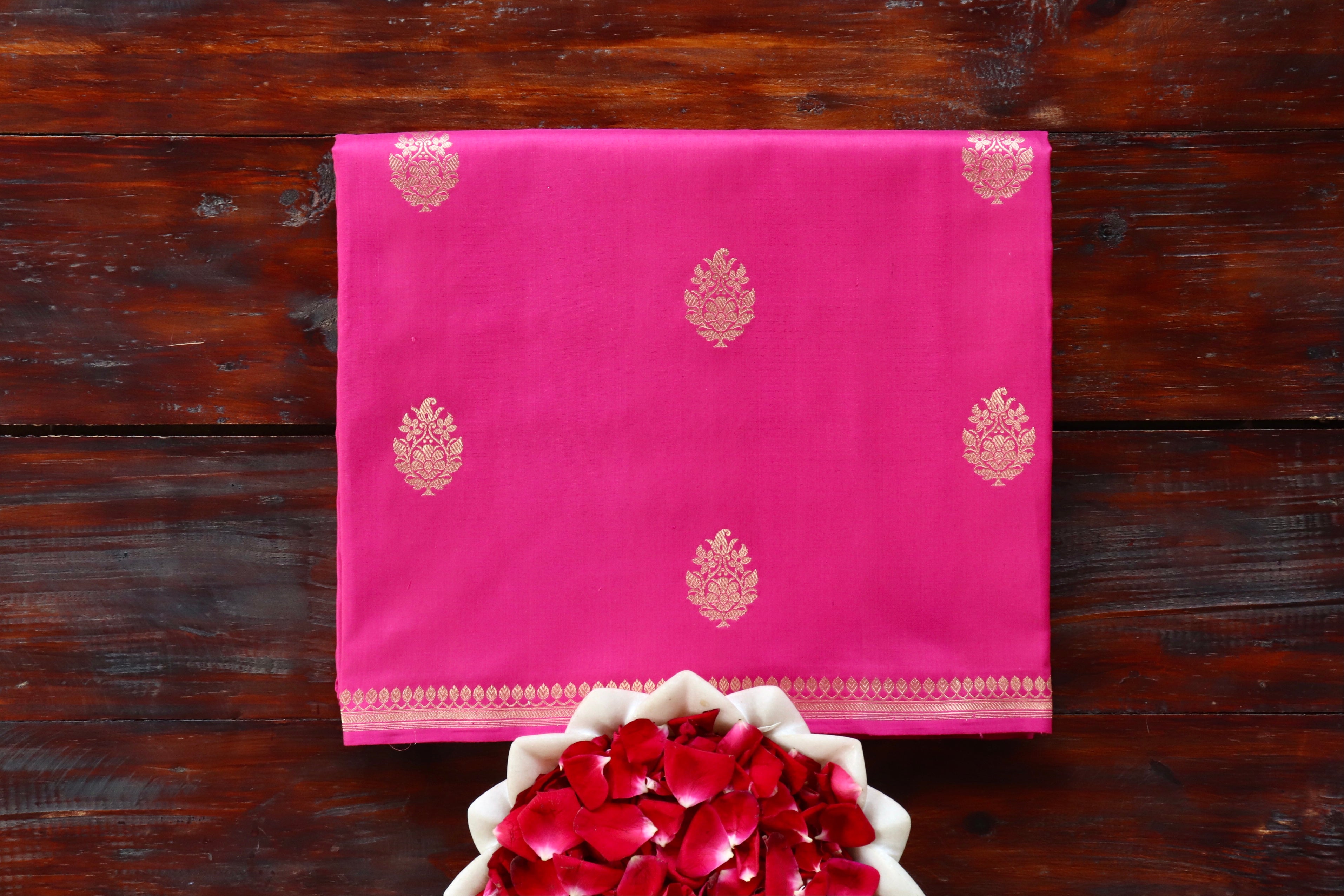 Rani Pink Virsa Handwoven Banarasi Saree