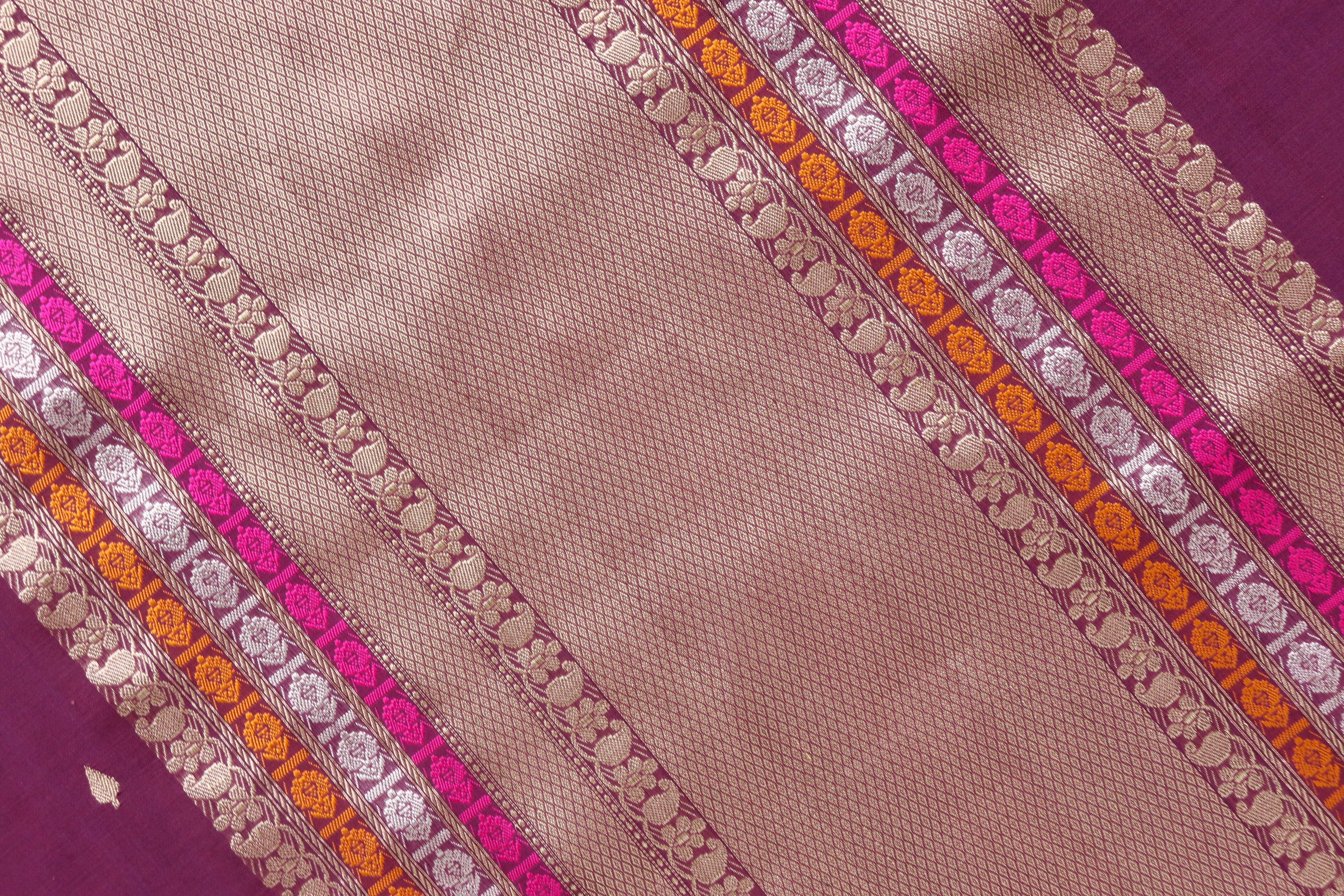Plum Meenadar Pure Cotton Banarasi Handloom Saree