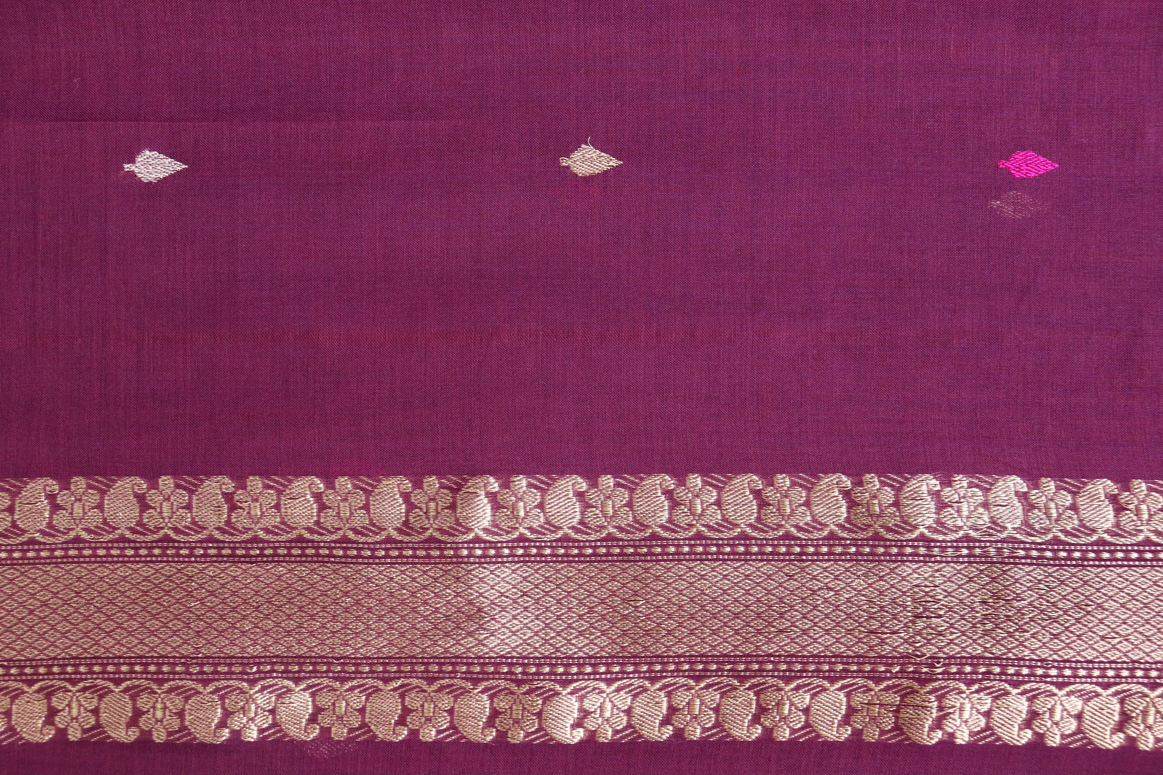 Plum Meenadar Pure Cotton Banarasi Handloom Saree