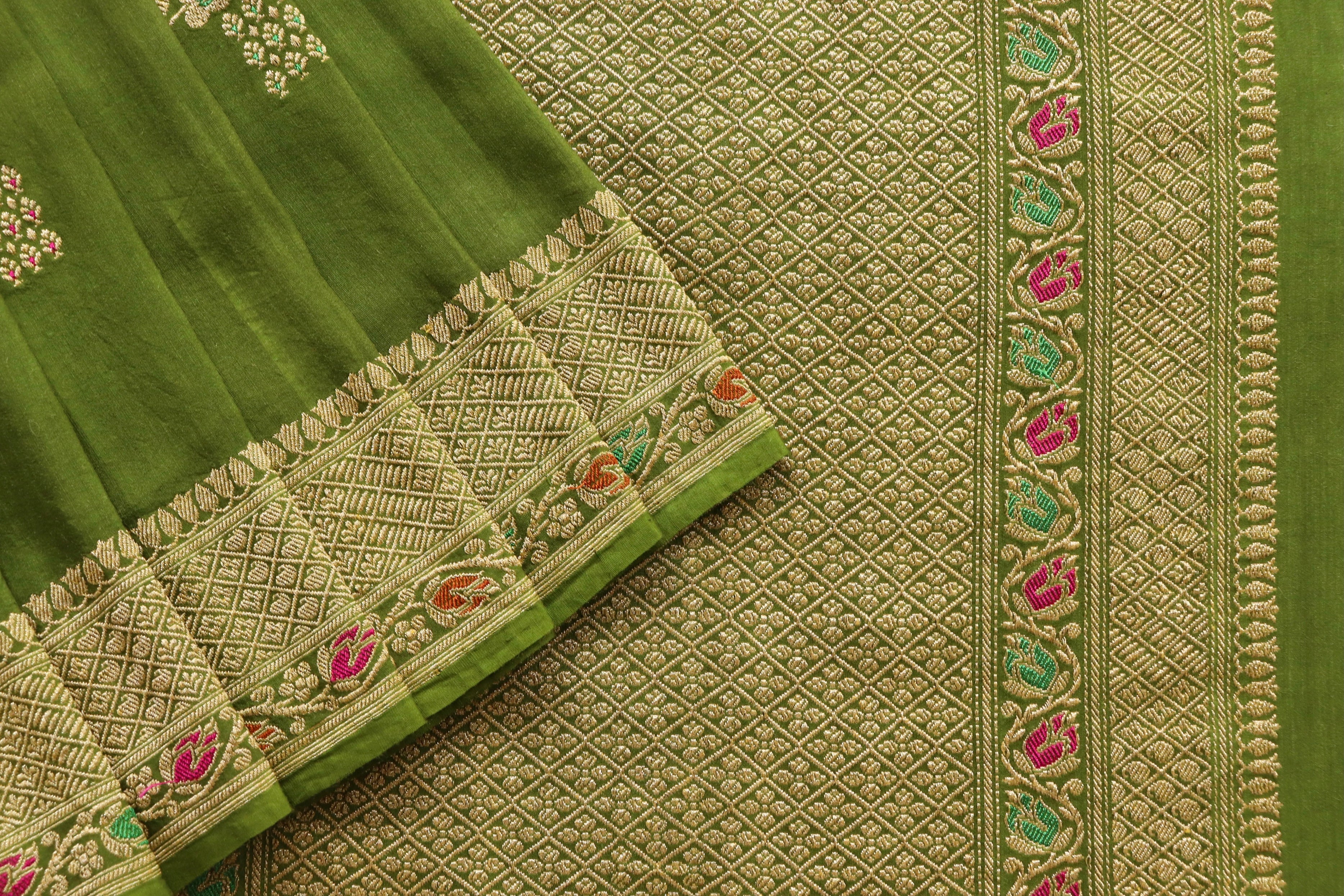 Green Kadhua Motif Munga Silk Handloom Saree