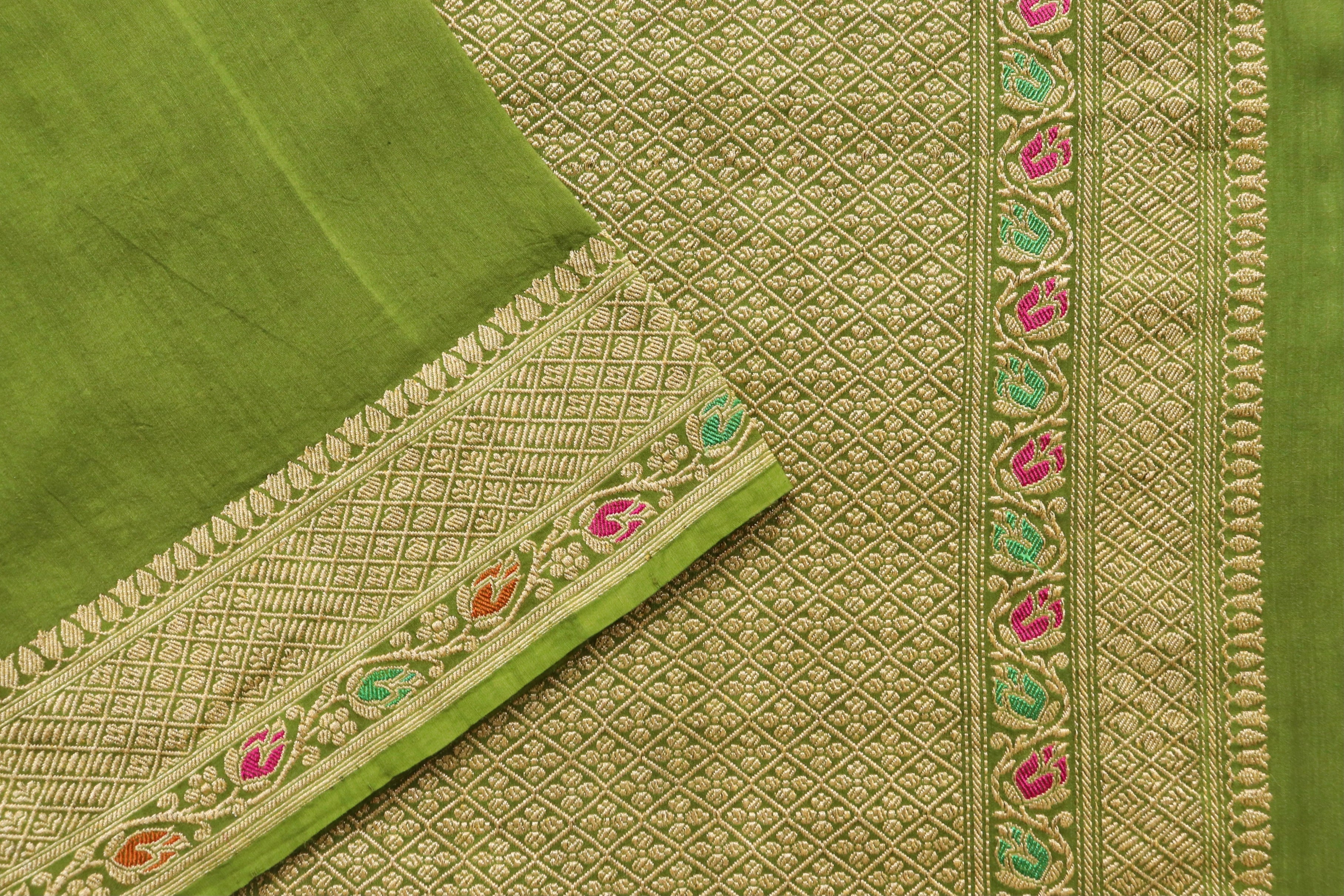 Green Kadhua Motif Munga Silk Handloom Saree