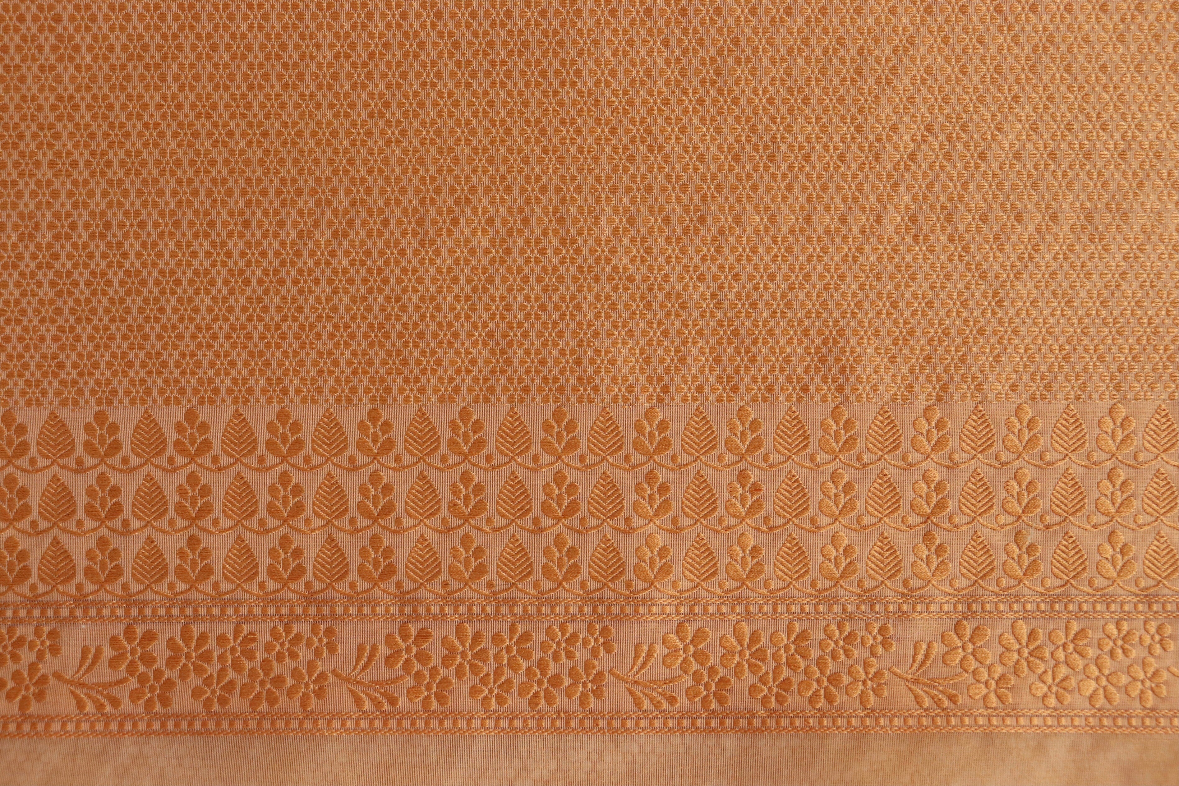 Yellow Resham Kadhua Pure Kora Silk Handloom Saree