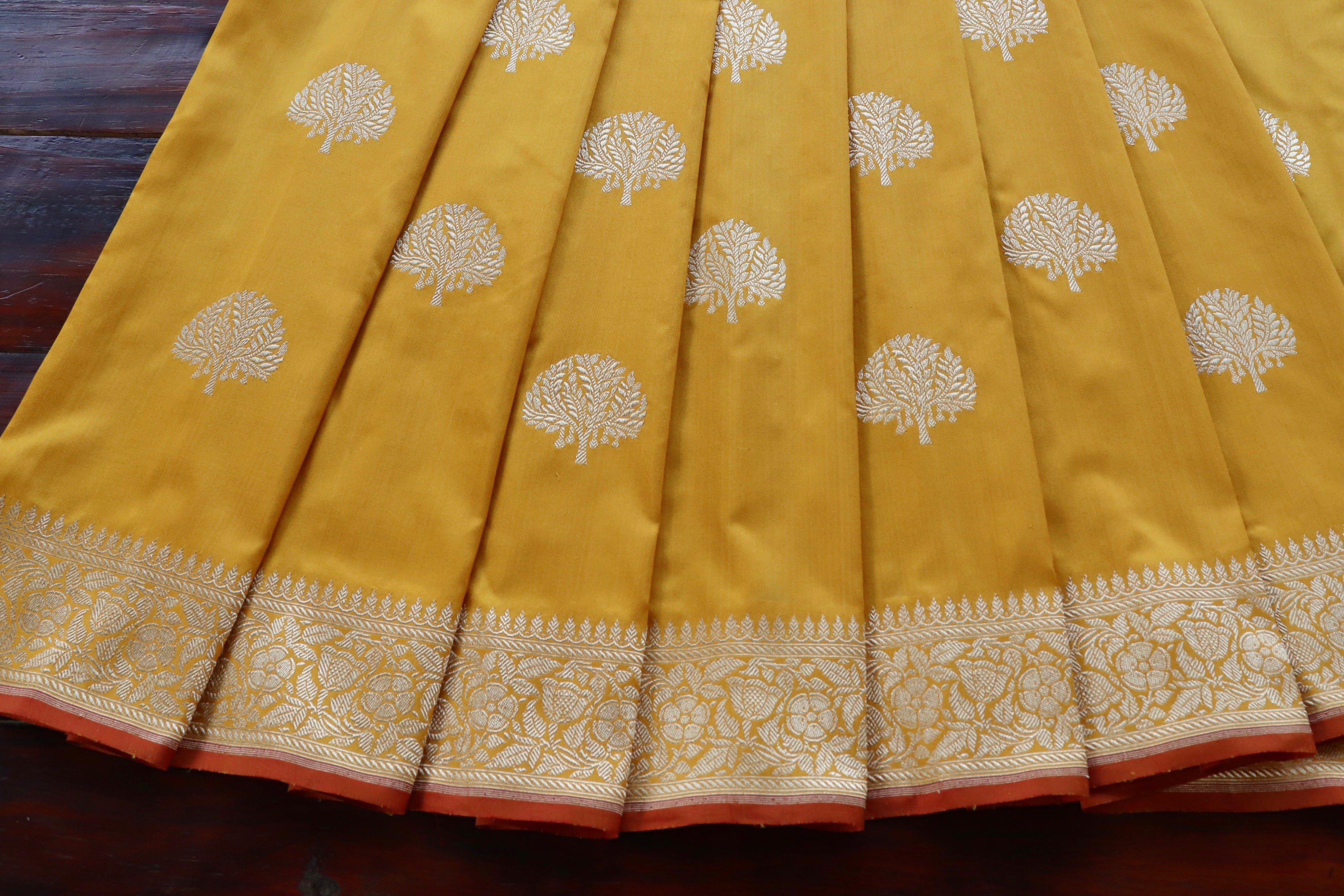 Yellow Kadhua Motif Pure Silk Handloom Banarasi Saree