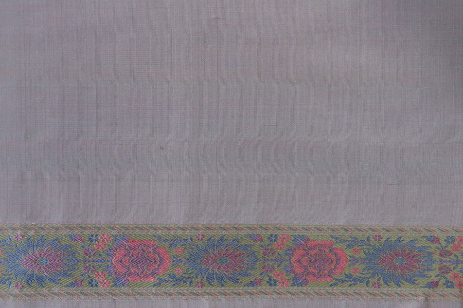 Grey Multi Colour Jamawar Tanchoi Satin Silk Saree