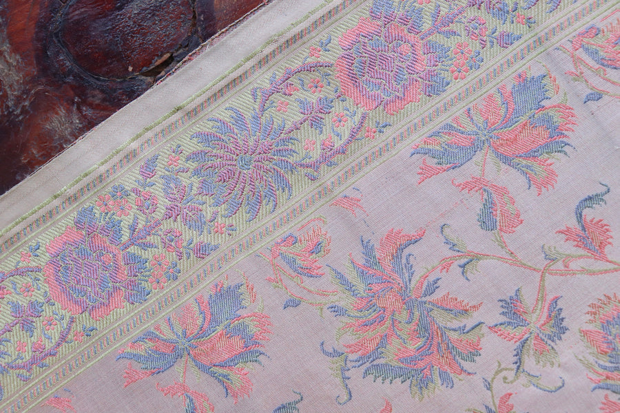 Grey Multi Colour Jamawar Tanchoi Satin Silk Saree