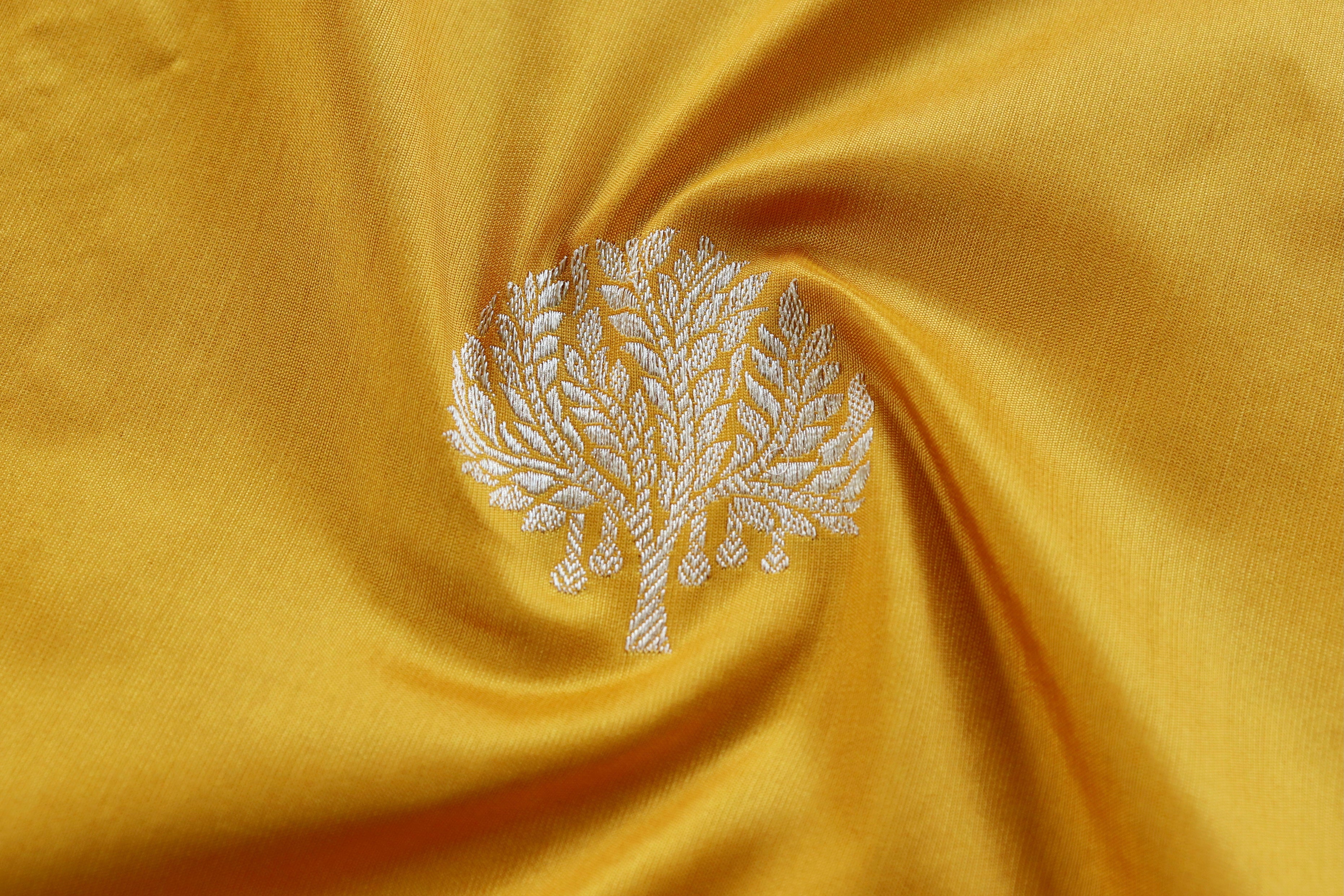 Yellow Kadhua Motif Pure Silk Handloom Banarasi Saree