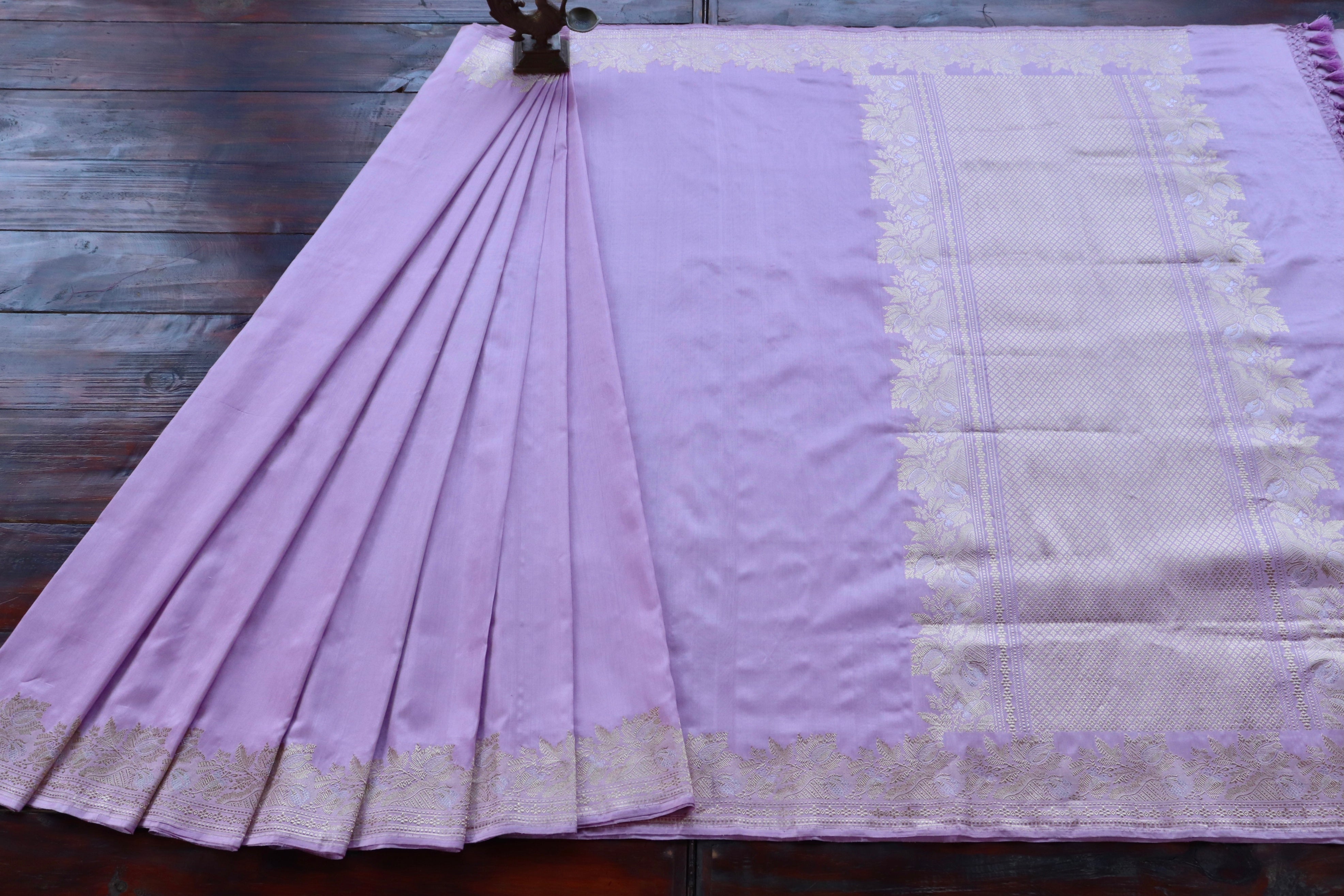 Lilac Sona Rupa Pure Silk Handloom Banarasi Saree