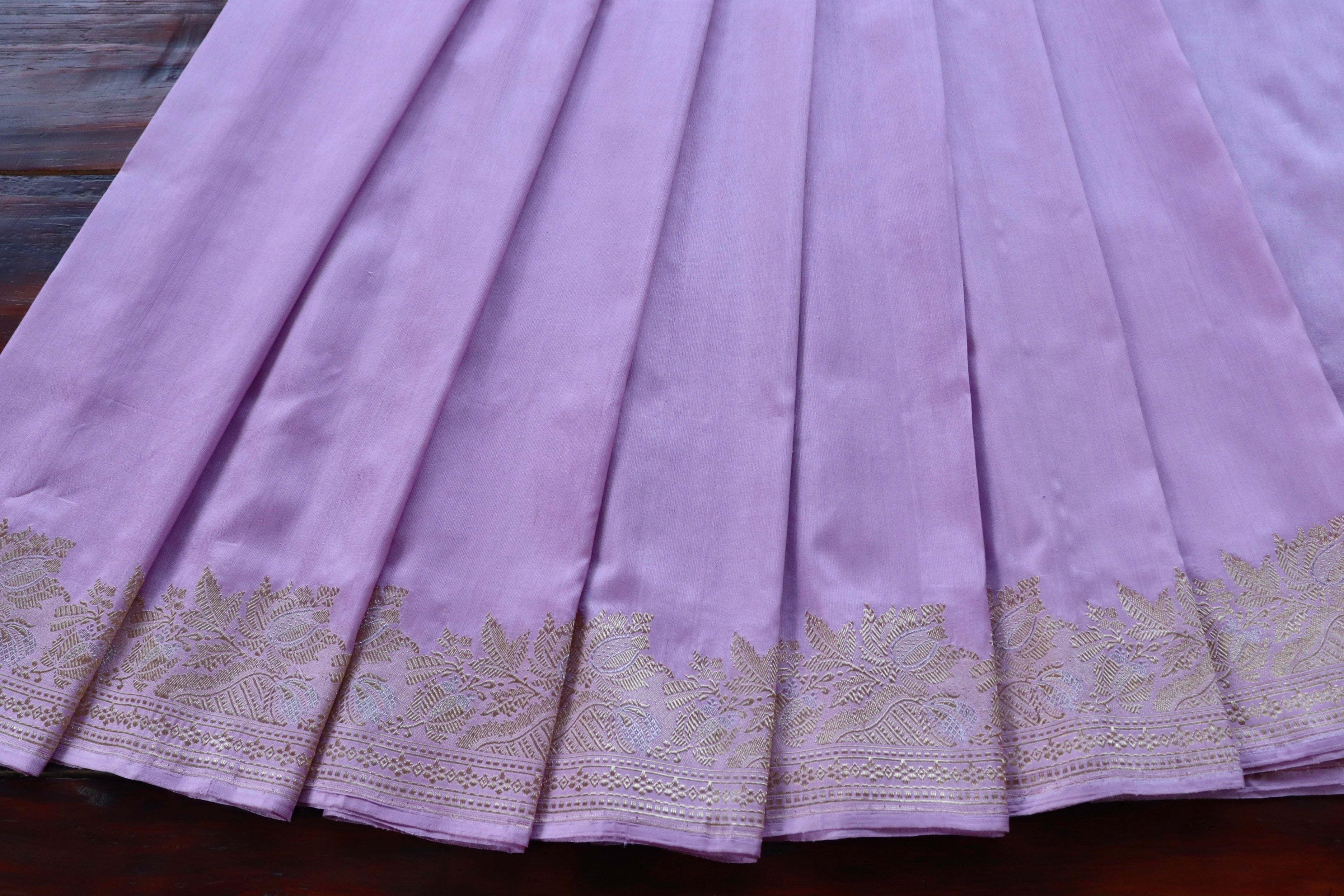 Lilac Sona Rupa Pure Silk Handloom Banarasi Saree