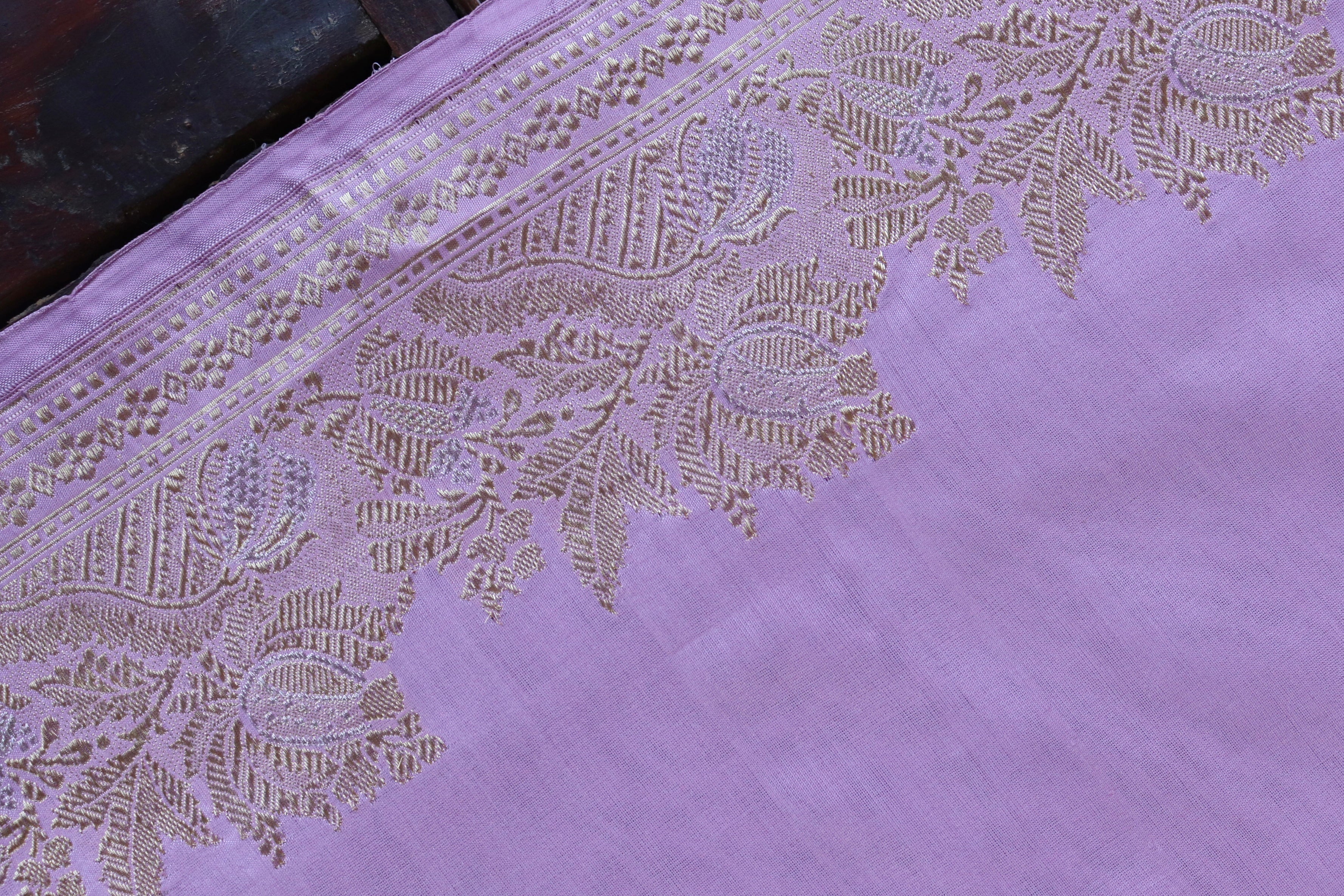 Lilac Sona Rupa Pure Silk Handloom Banarasi Saree