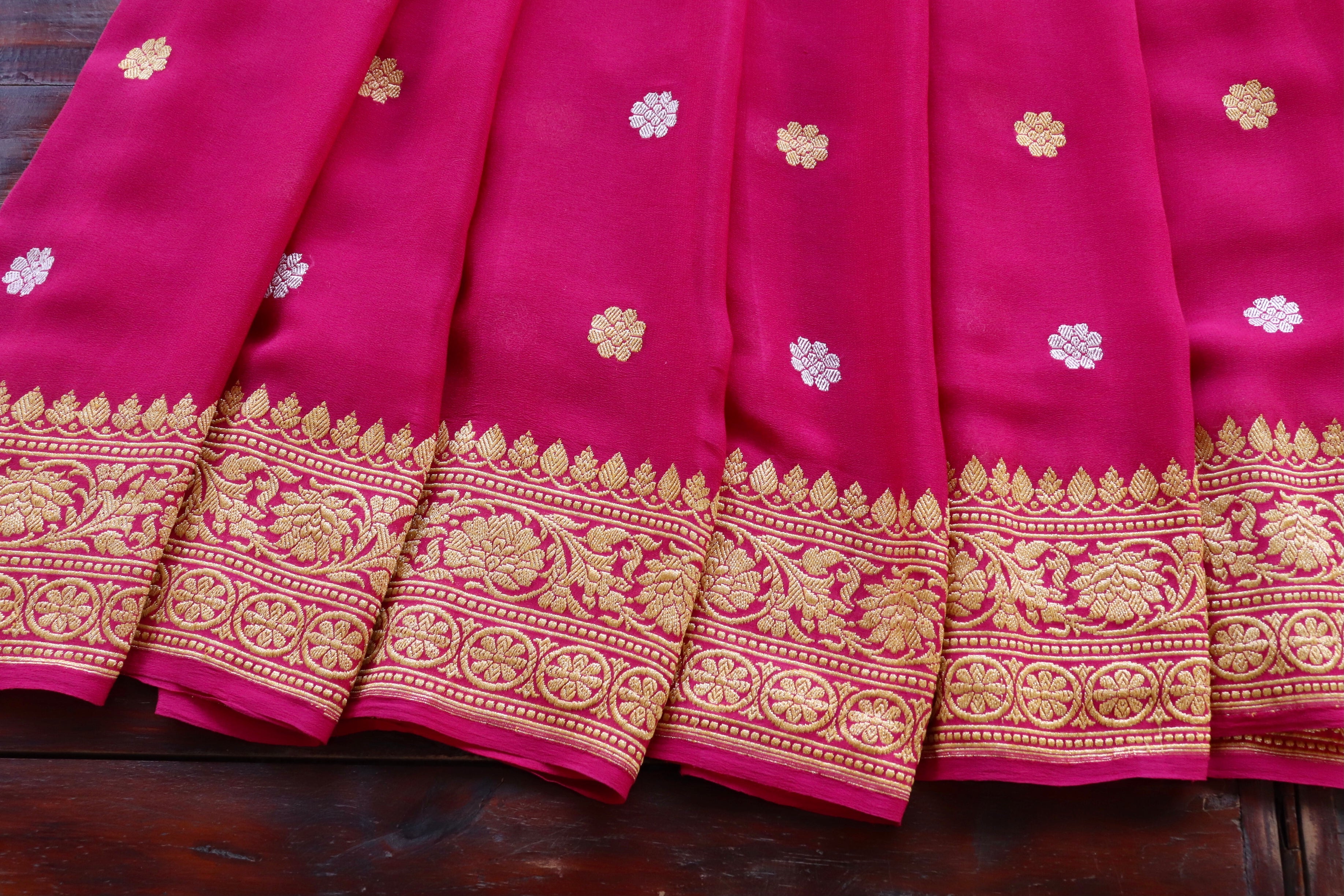 Magenta Sona Rupa Kadhua Georgette Handwoven Saree
