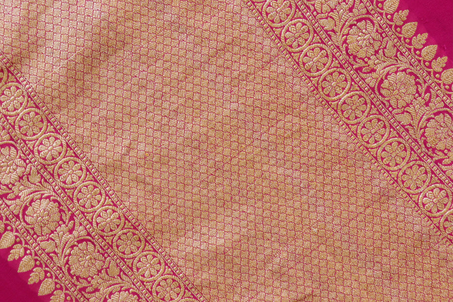Magenta Sona Rupa Kadhua Georgette Handwoven Saree