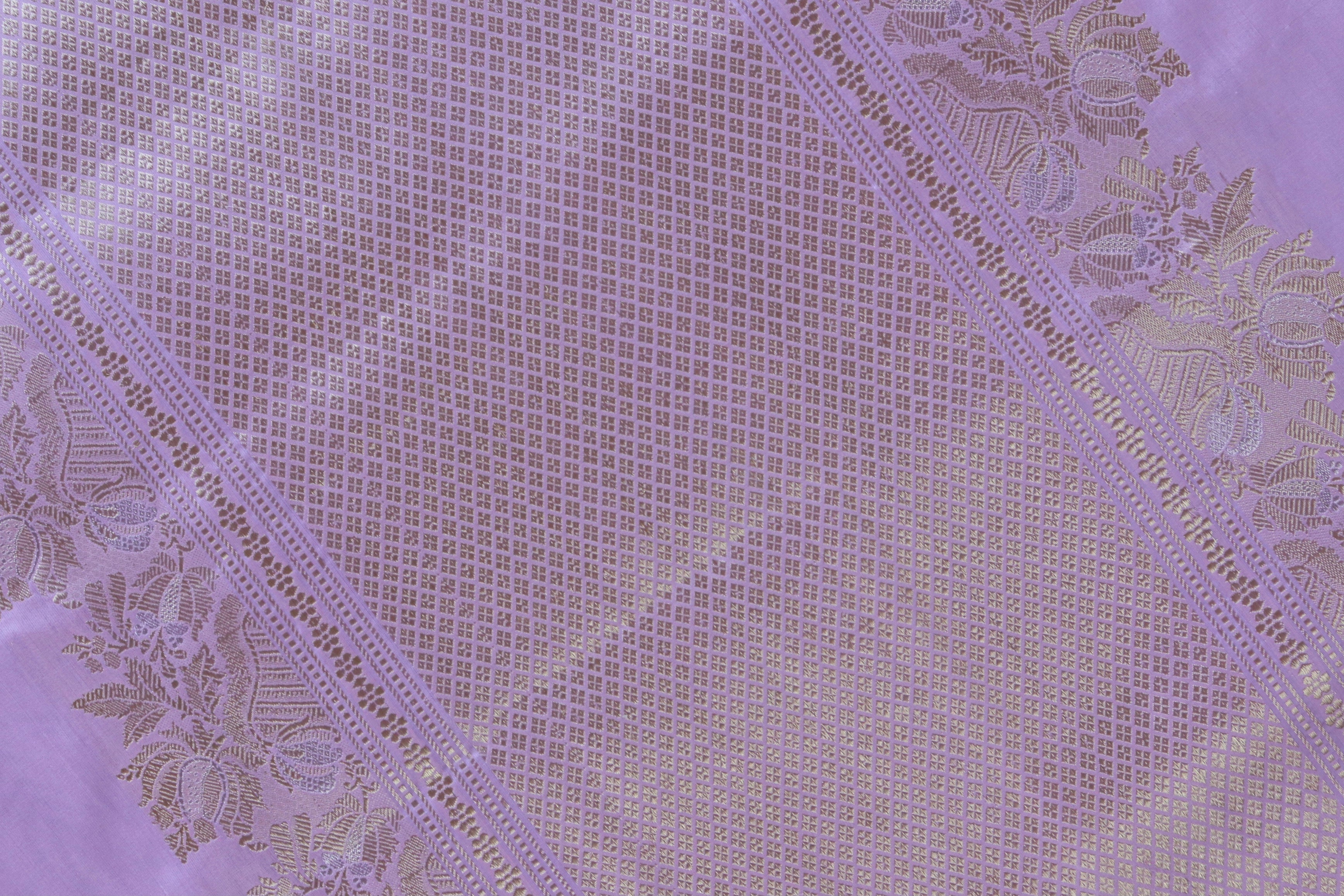 Lilac Sona Rupa Pure Silk Handloom Banarasi Saree