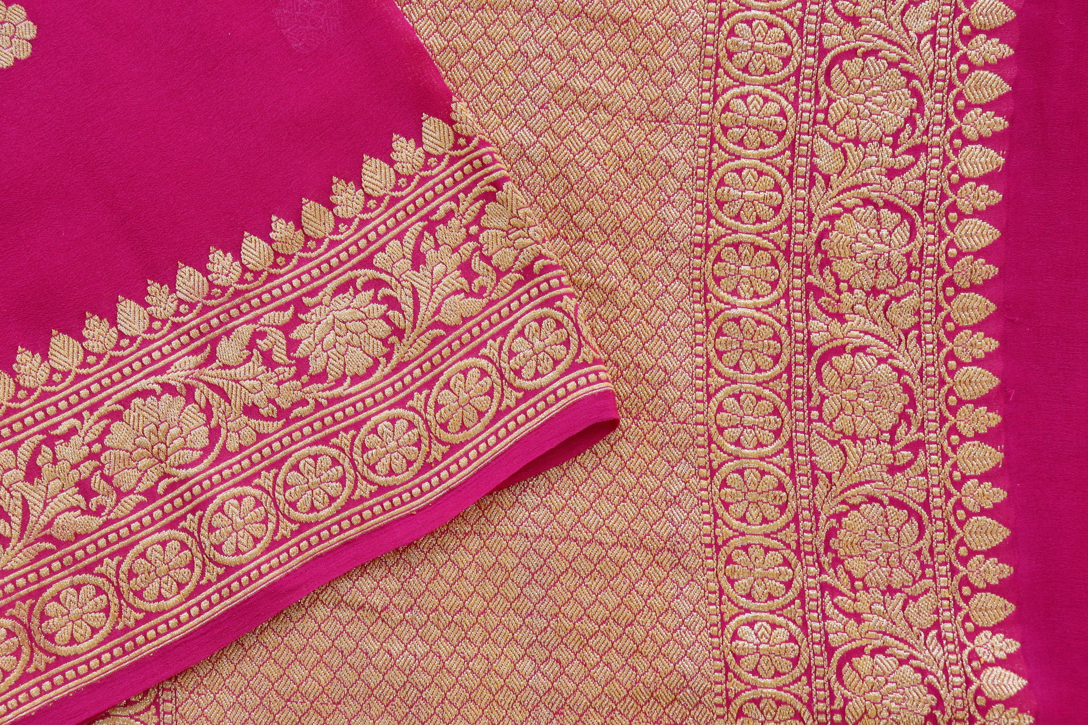 Magenta Sona Rupa Kadhua Georgette Handwoven Saree
