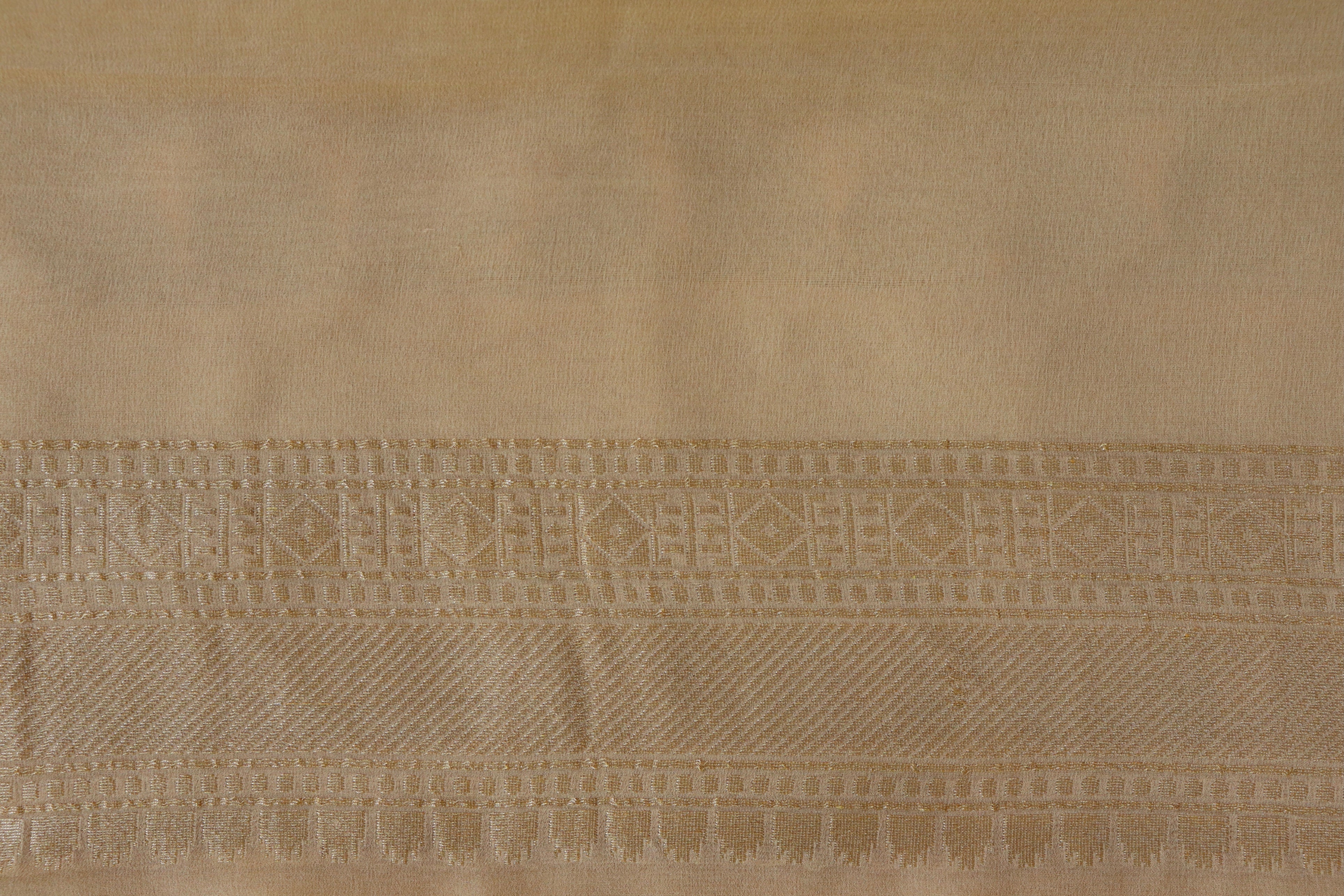 Light Yellow Cutwork Jangla Banarasi Georgette Silk Handloom Saree