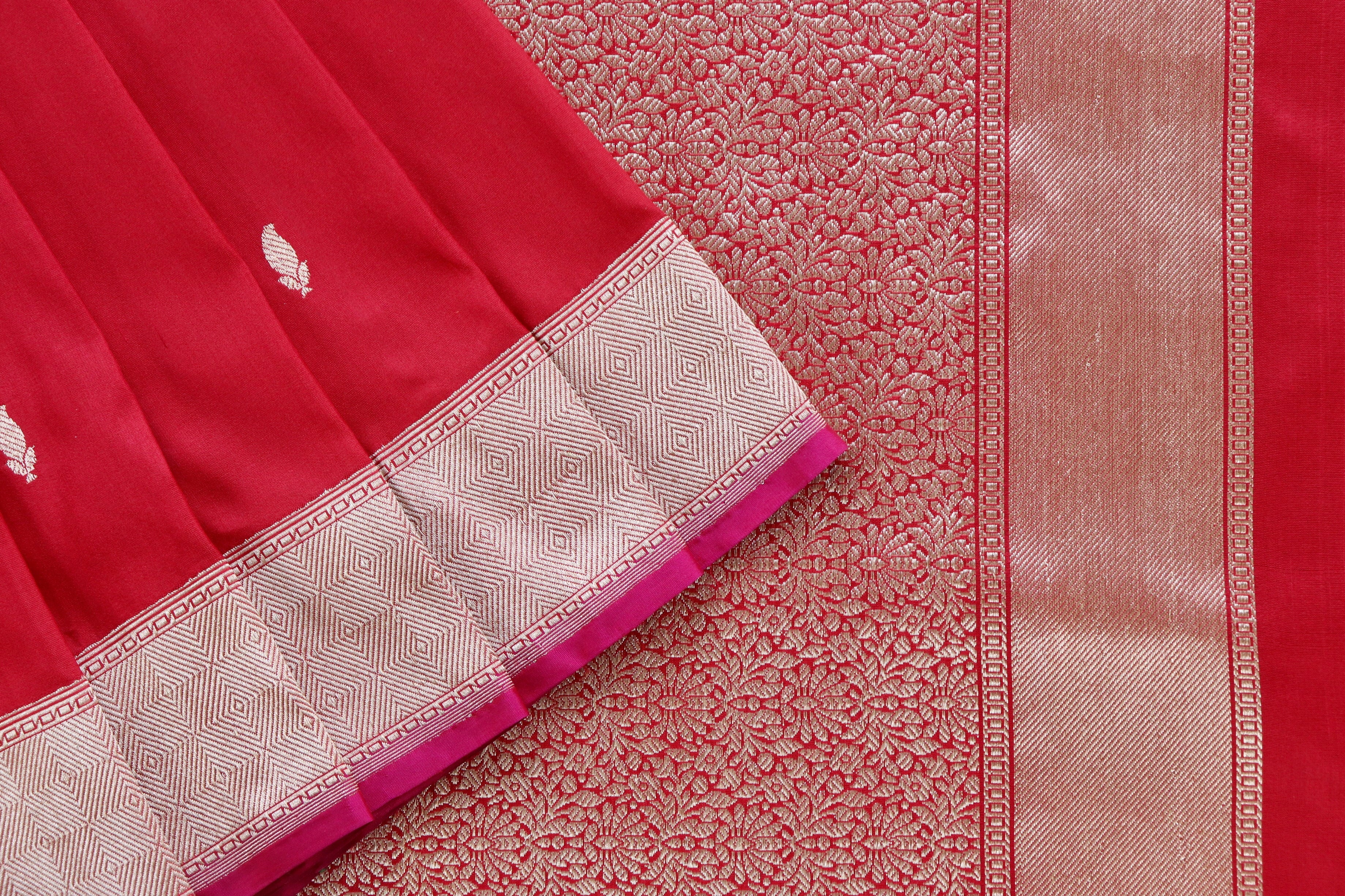 Red Kairy Kuniya Pure Silk Handloom Banarasi Saree