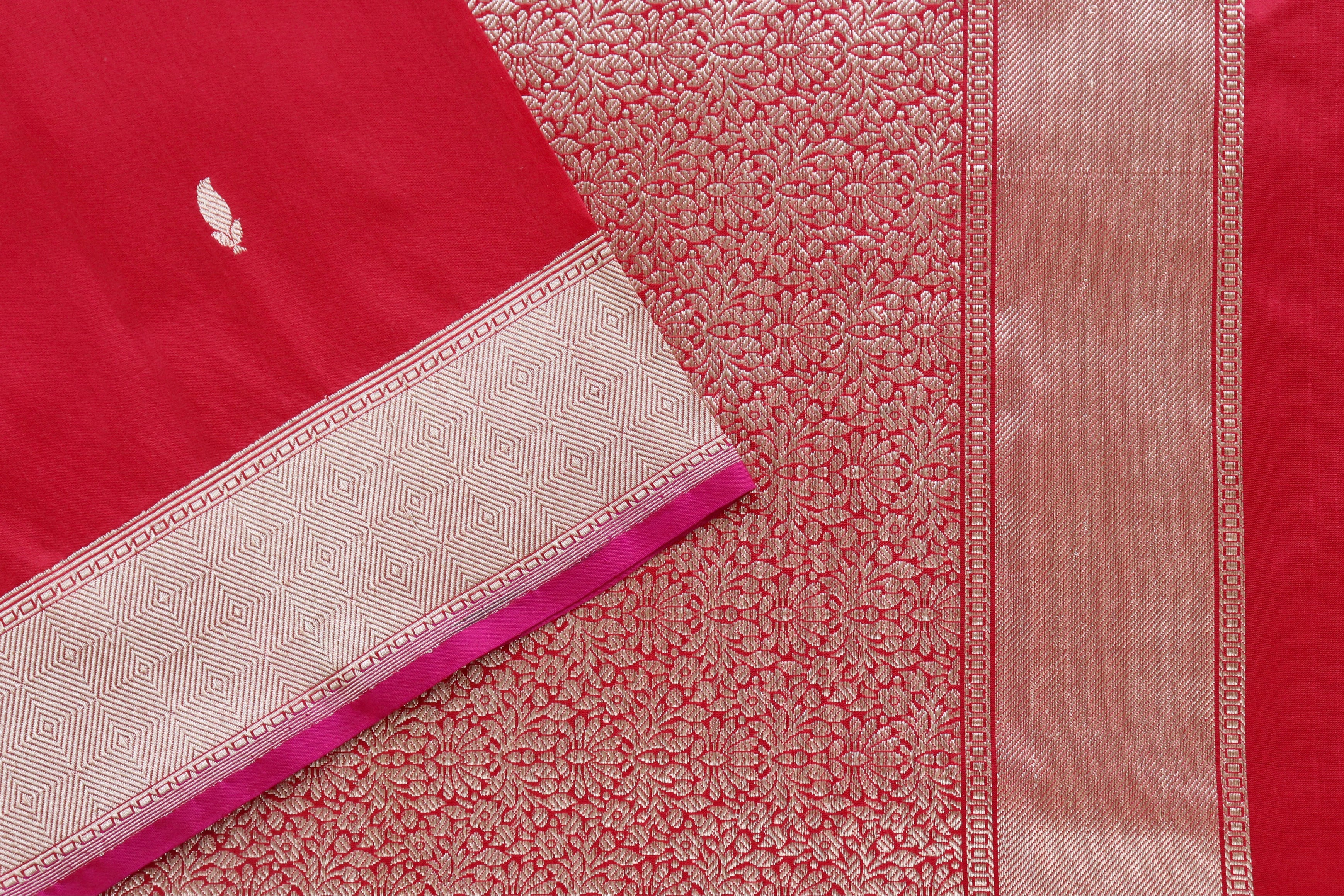 Red Kairy Kuniya Pure Silk Handloom Banarasi Saree