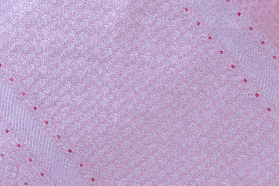 Baby Pink Meenadar Adda Tanchoi Pure Silk Handloom Banarasi Saree