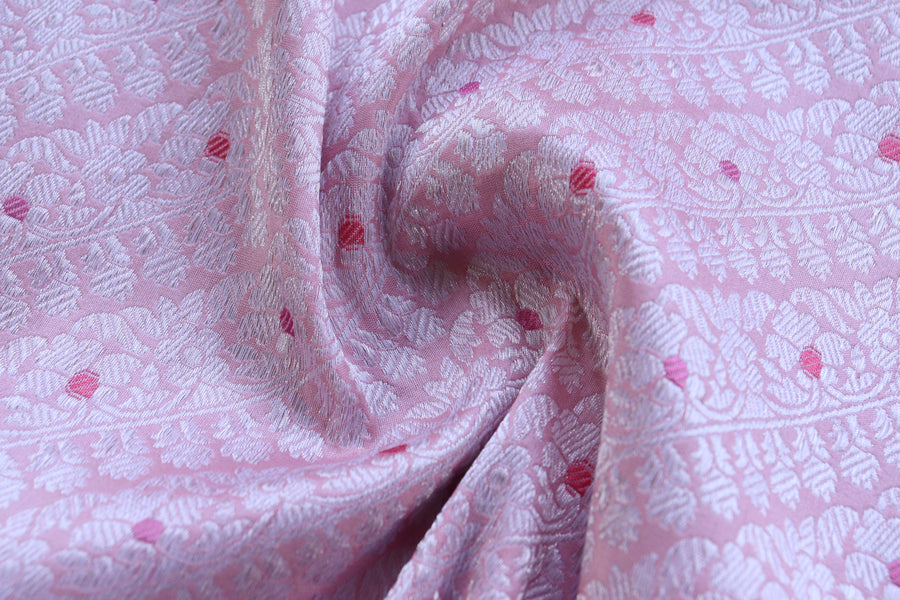 Baby Pink Meenadar Adda Tanchoi Pure Silk Handloom Banarasi Saree