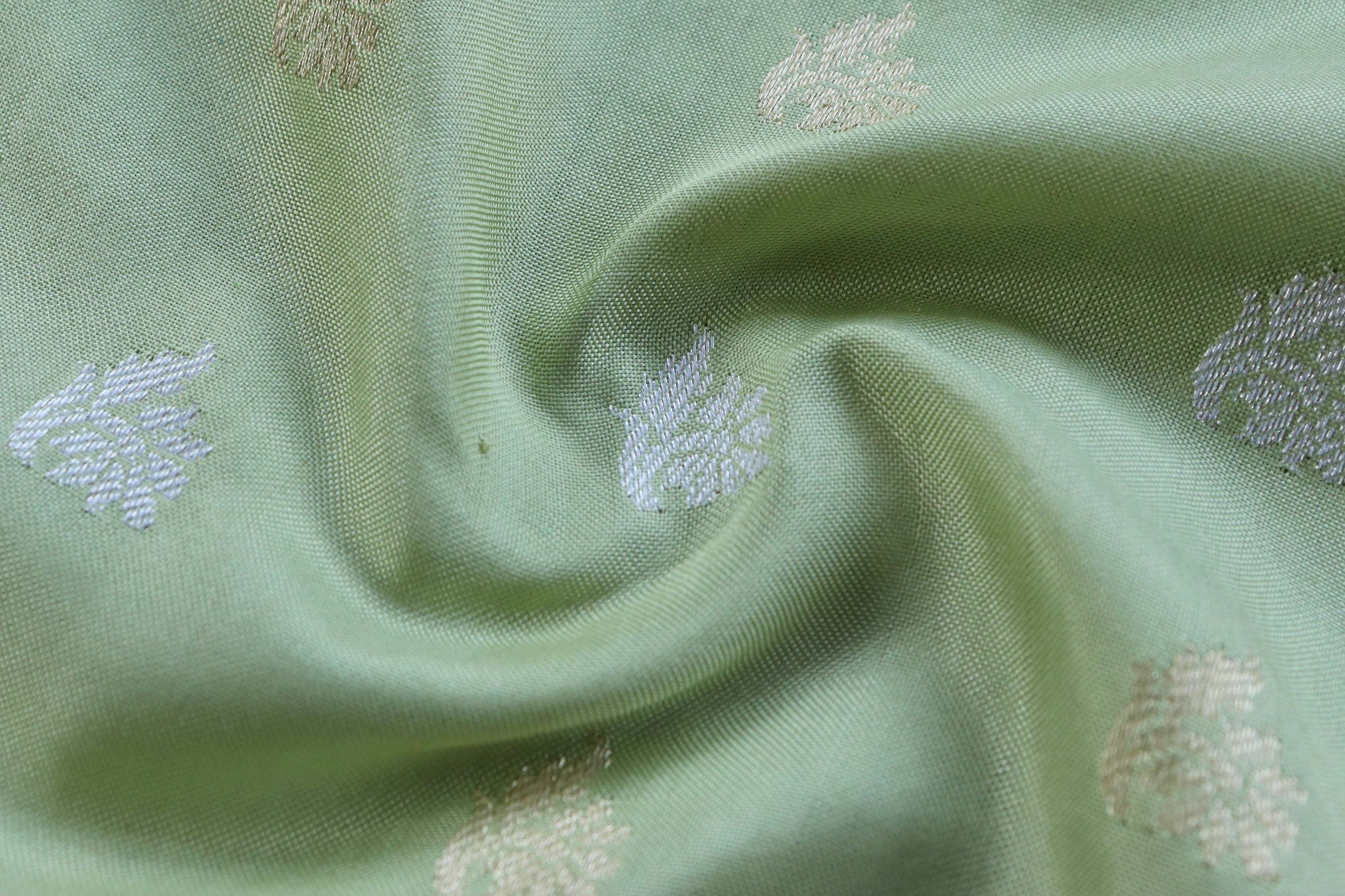 Lime Green Kadhua Motif Pure Silk Handloom Banarasi Saree