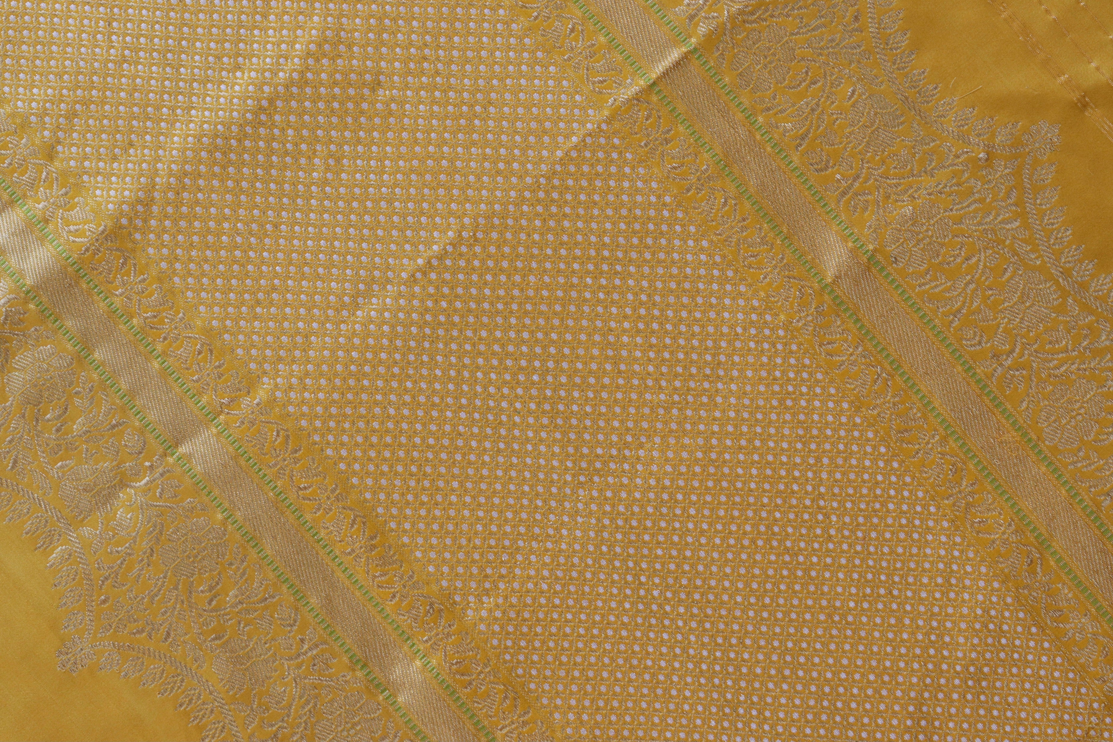 Mango Yellow Butterfly Motif Pure Silk Handloom Banarasi Saree