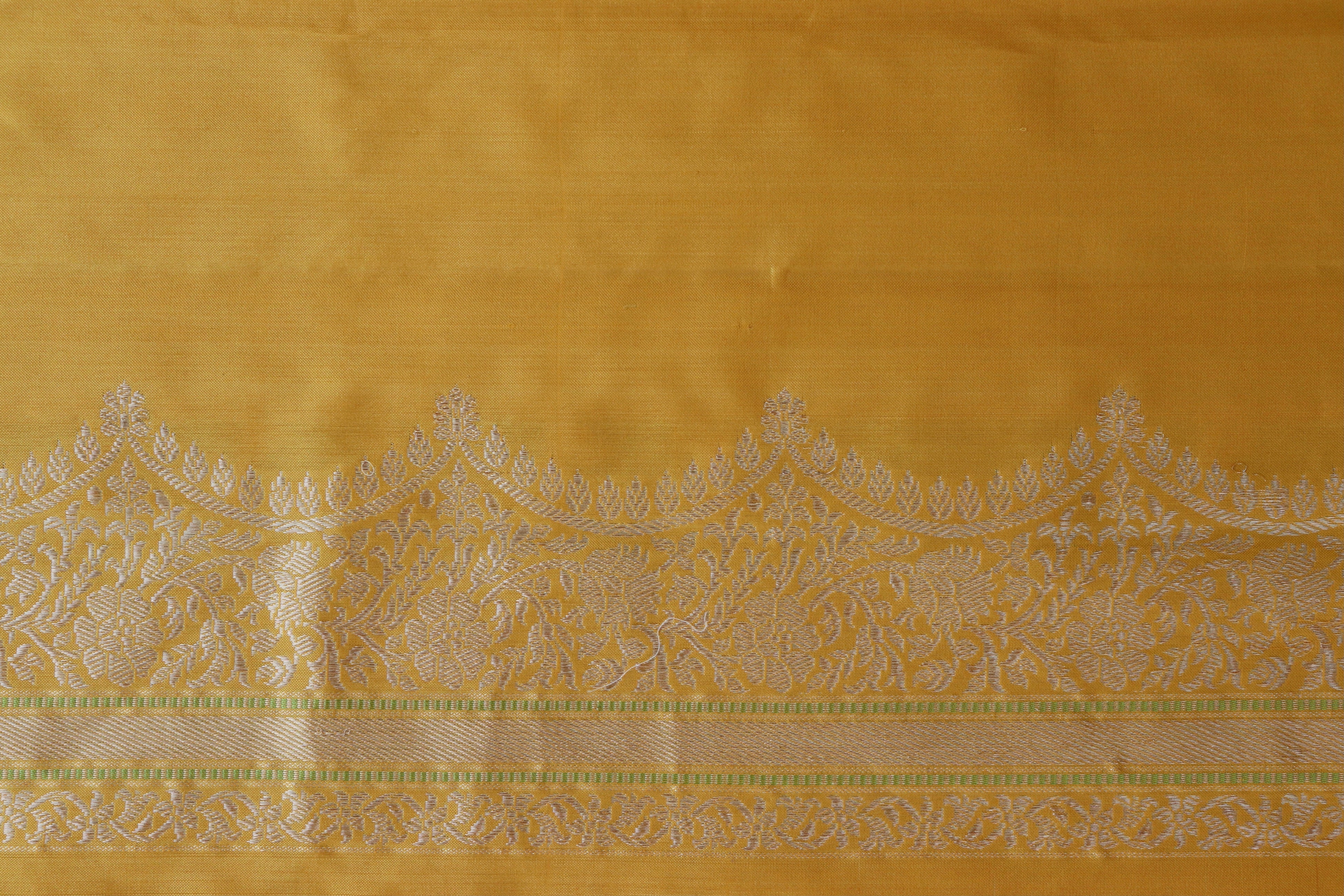 Mustard Yellow Butterfly Motif Pure Silk Handloom Banarasi Saree