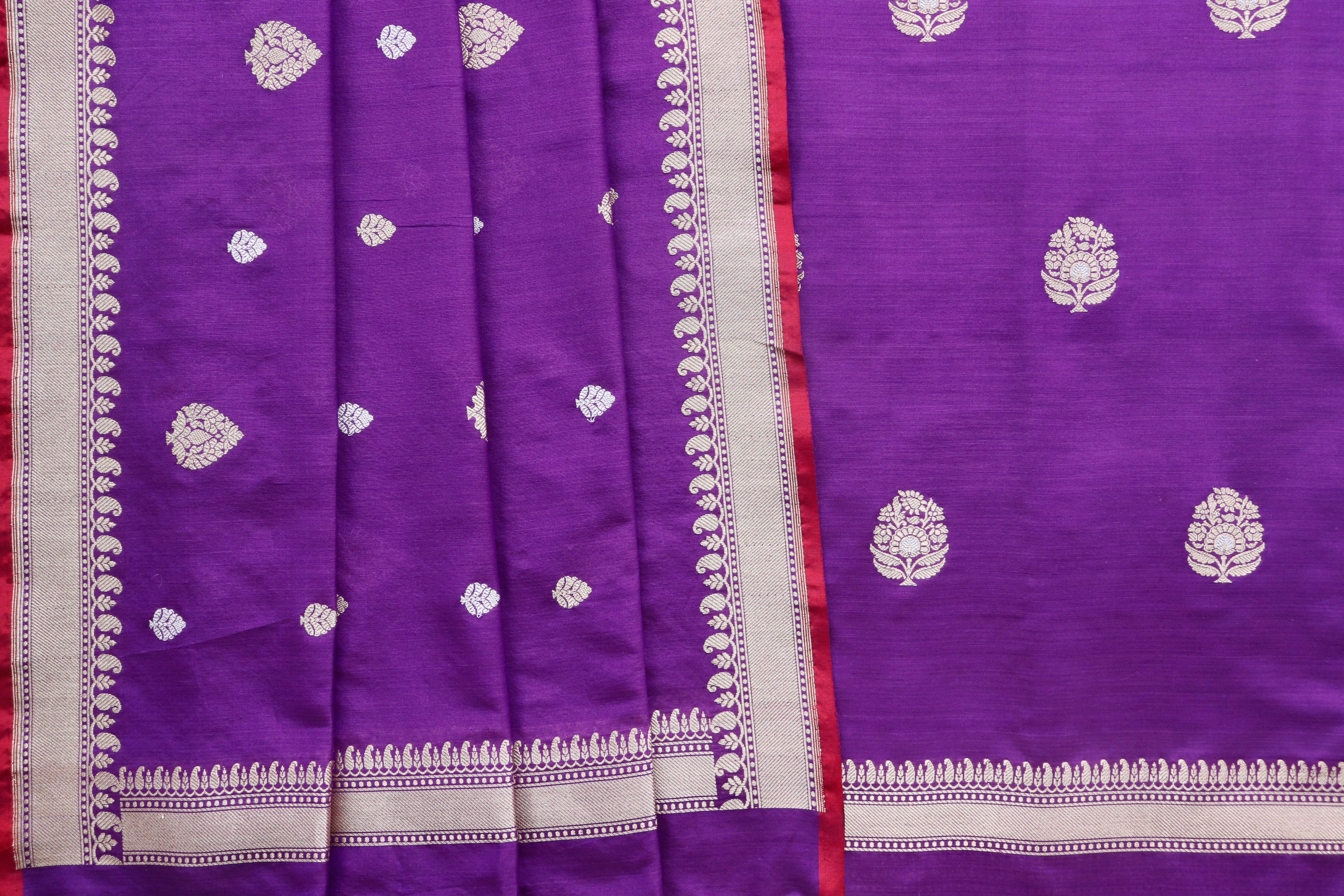 Purple Kadhua Pure Silk By Cotton Banarasi Suit Material Set