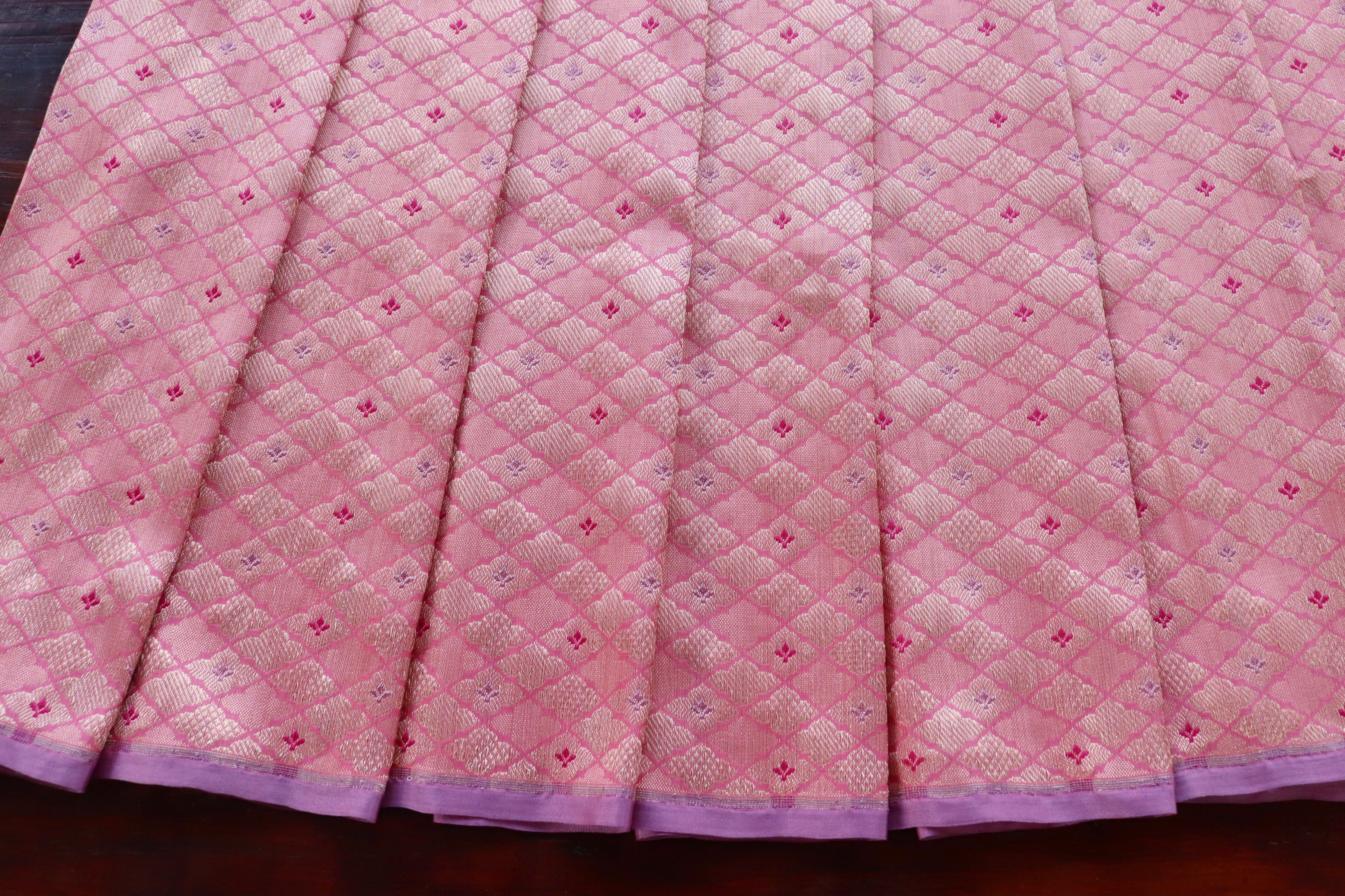 Pink Meenadar Tanchoi Pure Silk Handloom Banarasi Saree