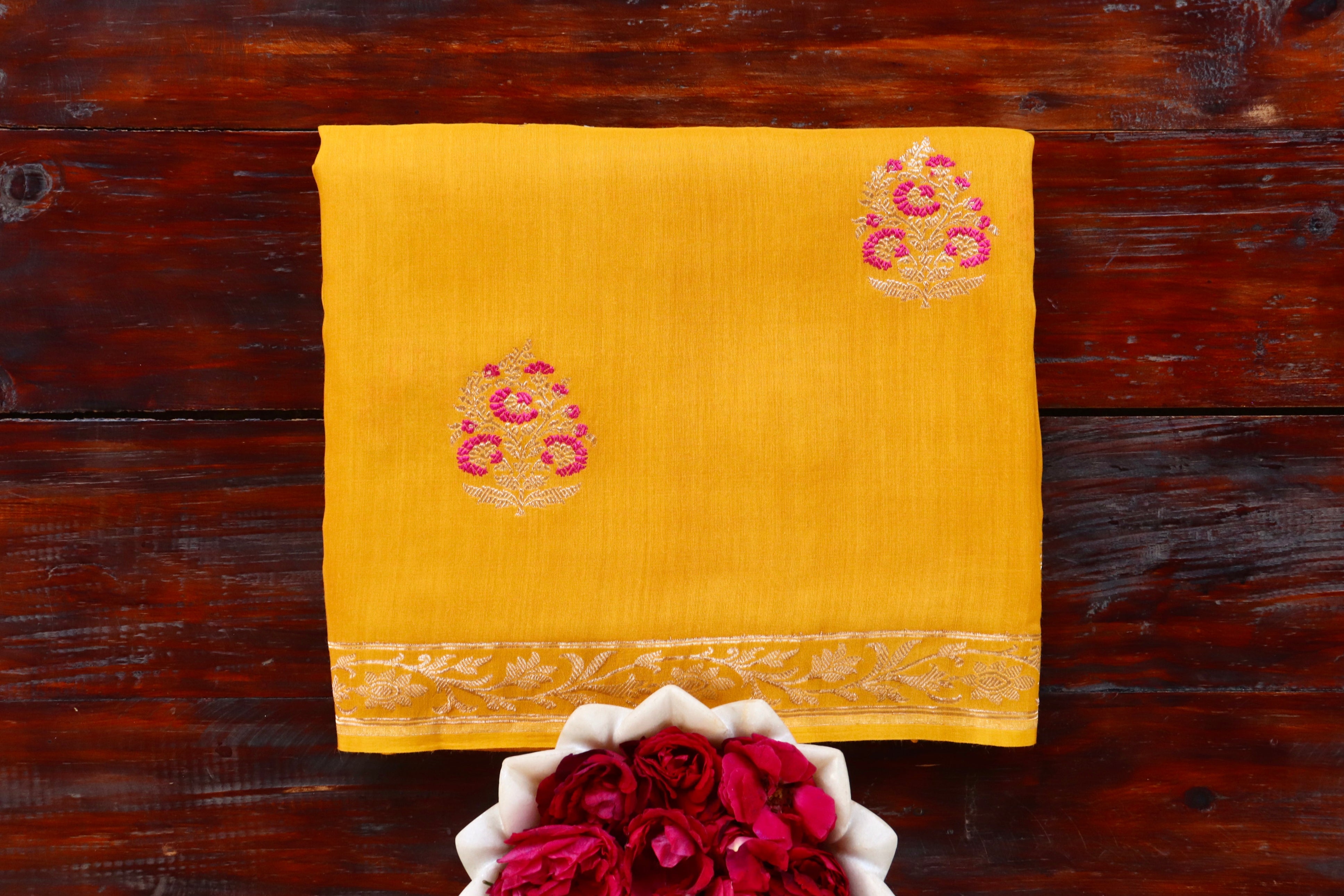 Mango Yellow Kadhua Motif Munga Silk Handloom Saree