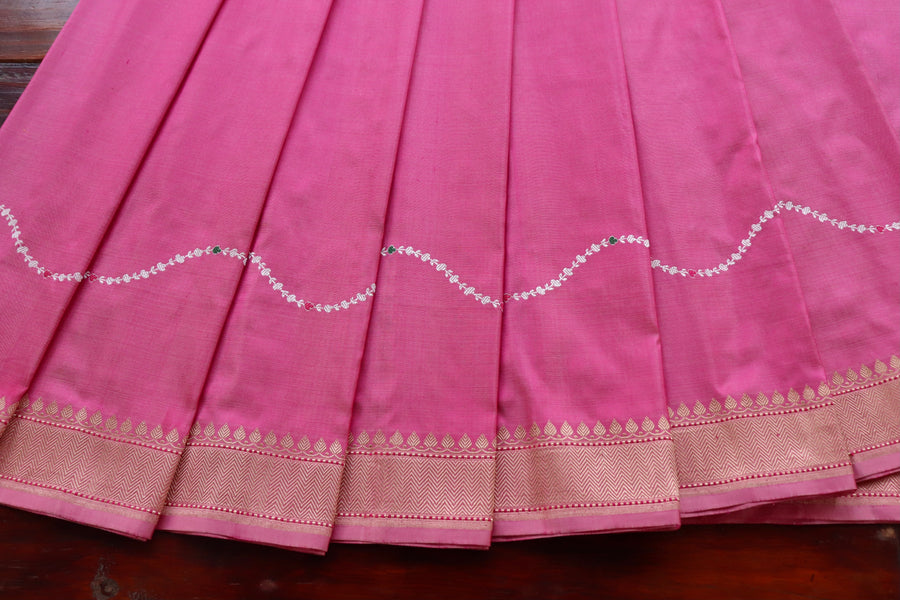 Pink Kadhua Pure Katan Silk Saree | Stuti Weaves