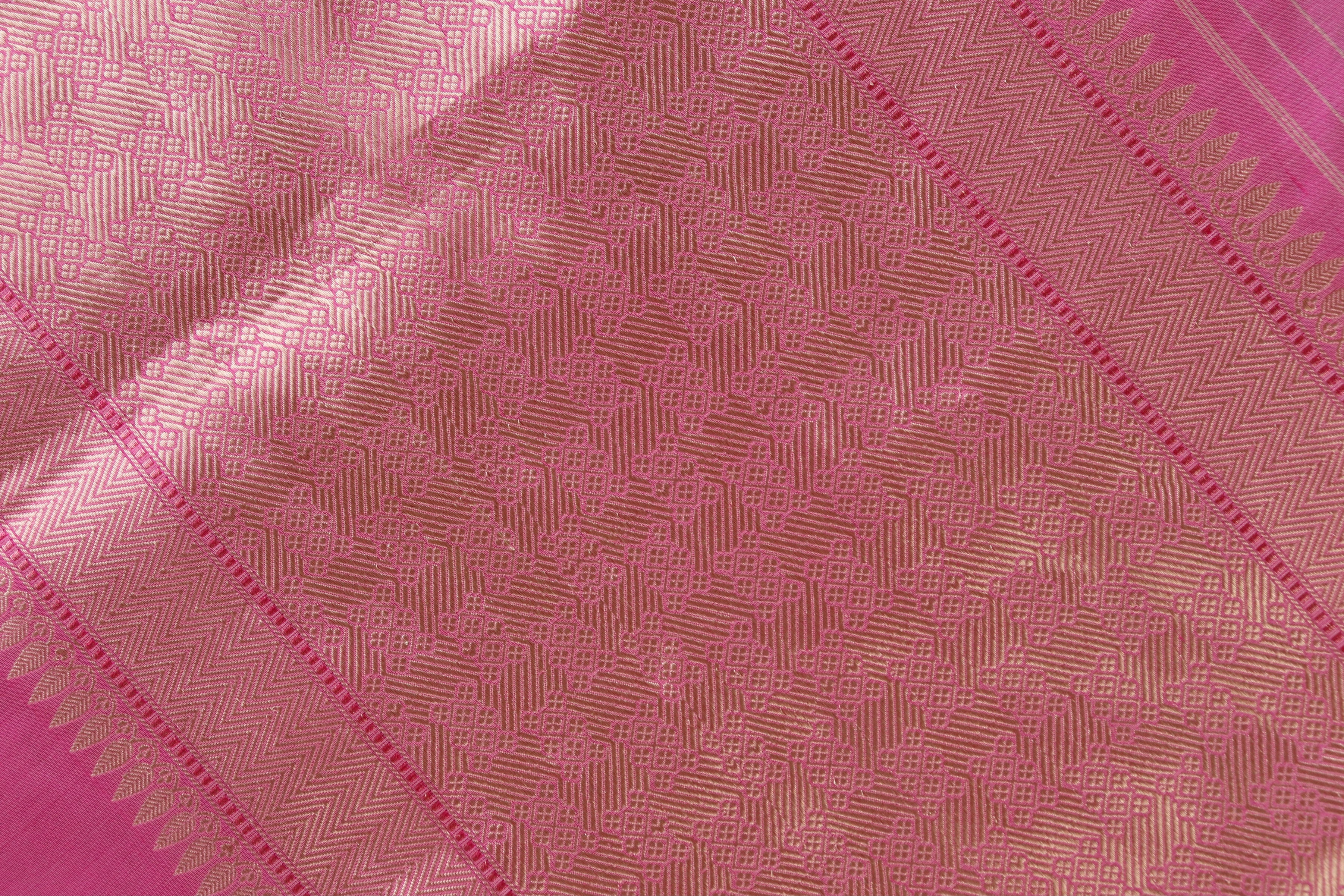 Pink Kadhua Pure Katan Silk Handloom Saree