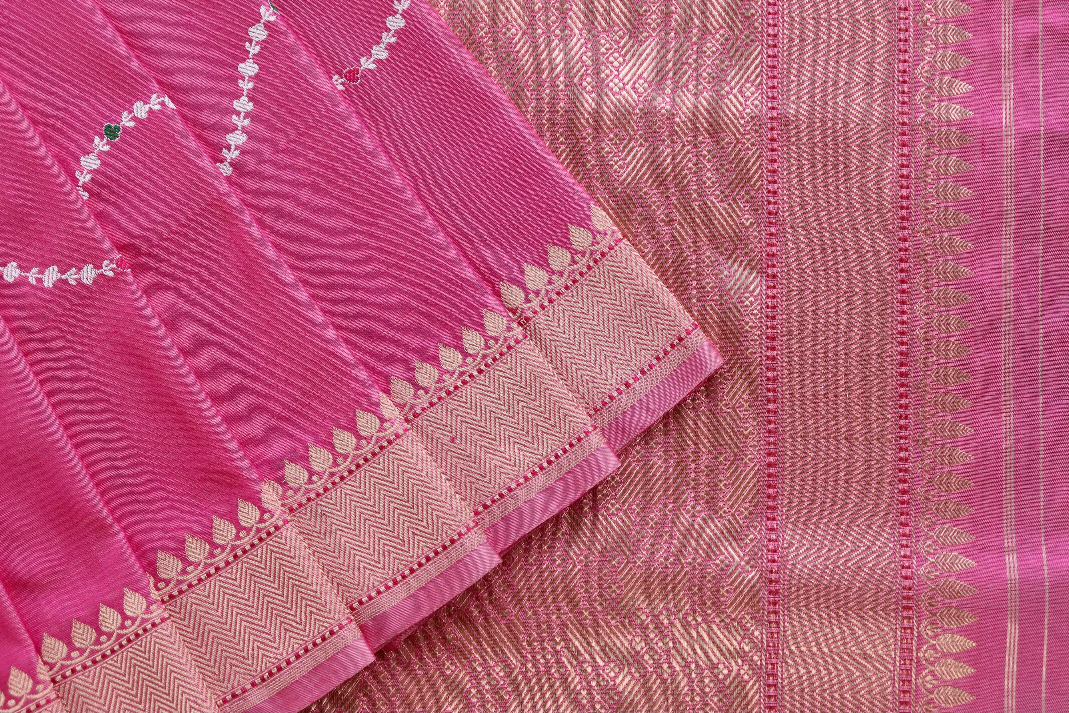 Pink Kadhua Pure Katan Silk Handloom Saree
