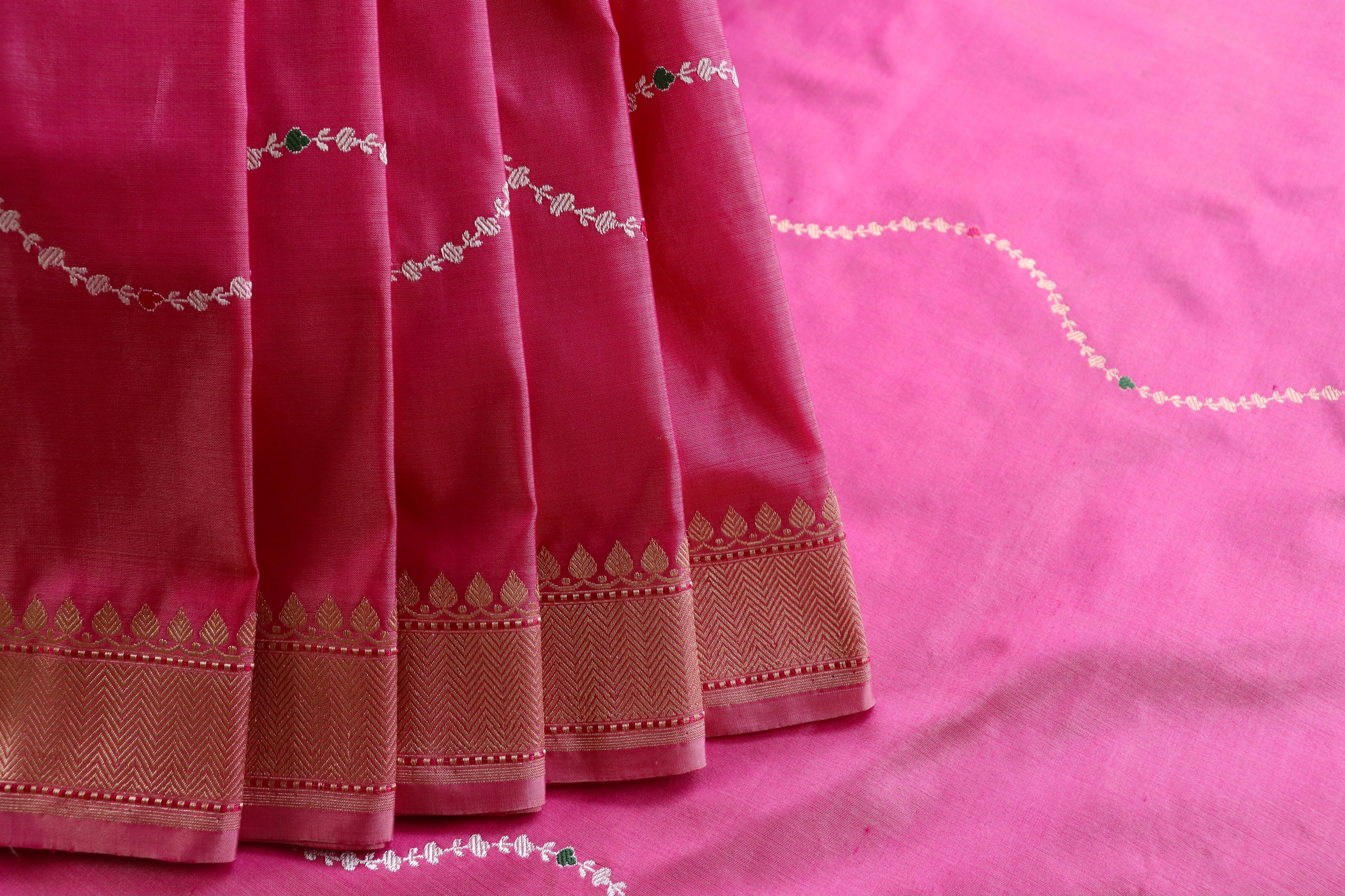 Pink Kadhua Pure Katan Silk Handloom Saree