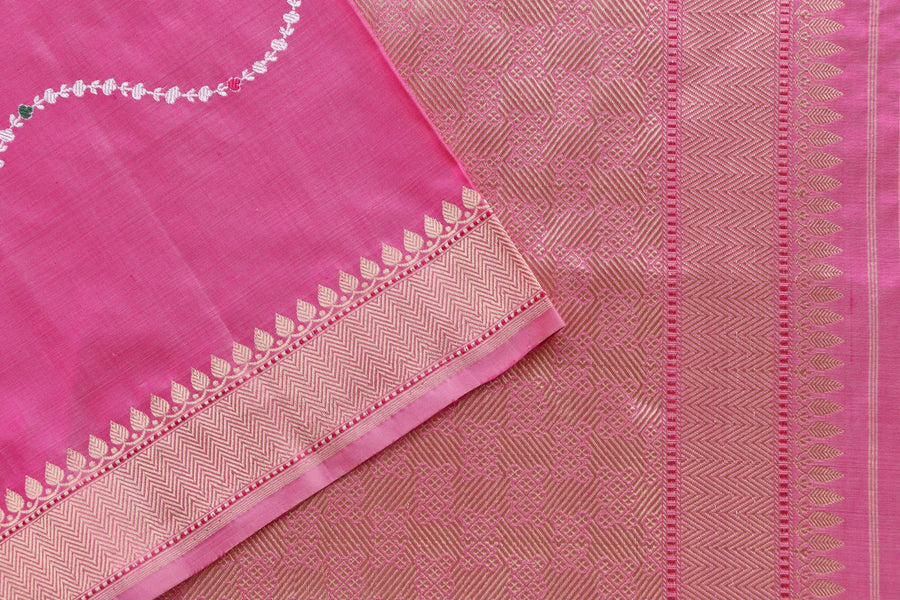 Pink Kadhua Pure Katan Silk Saree | Stuti Weaves
