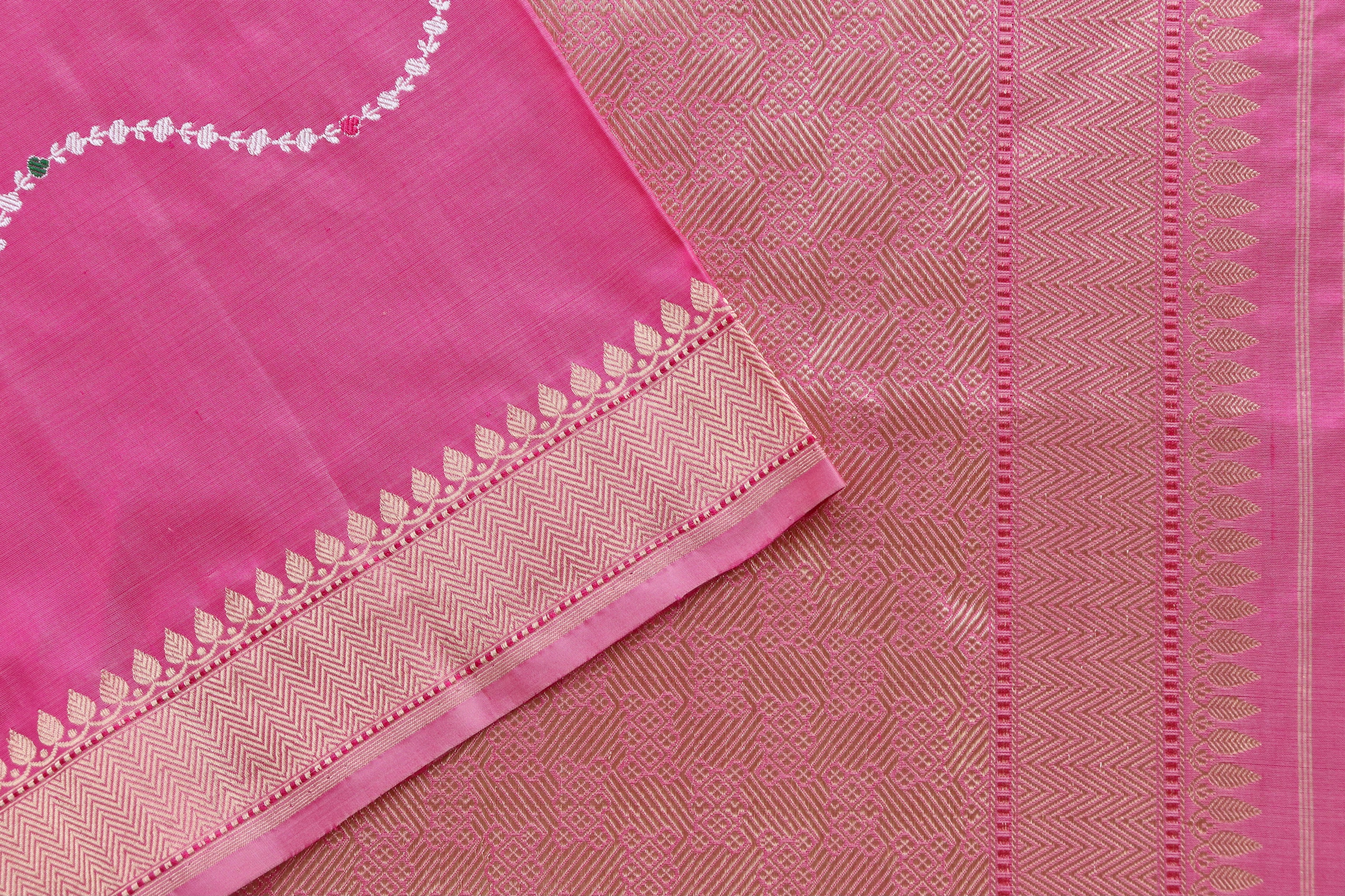 Pink Kadhua Pure Katan Silk Handloom Saree