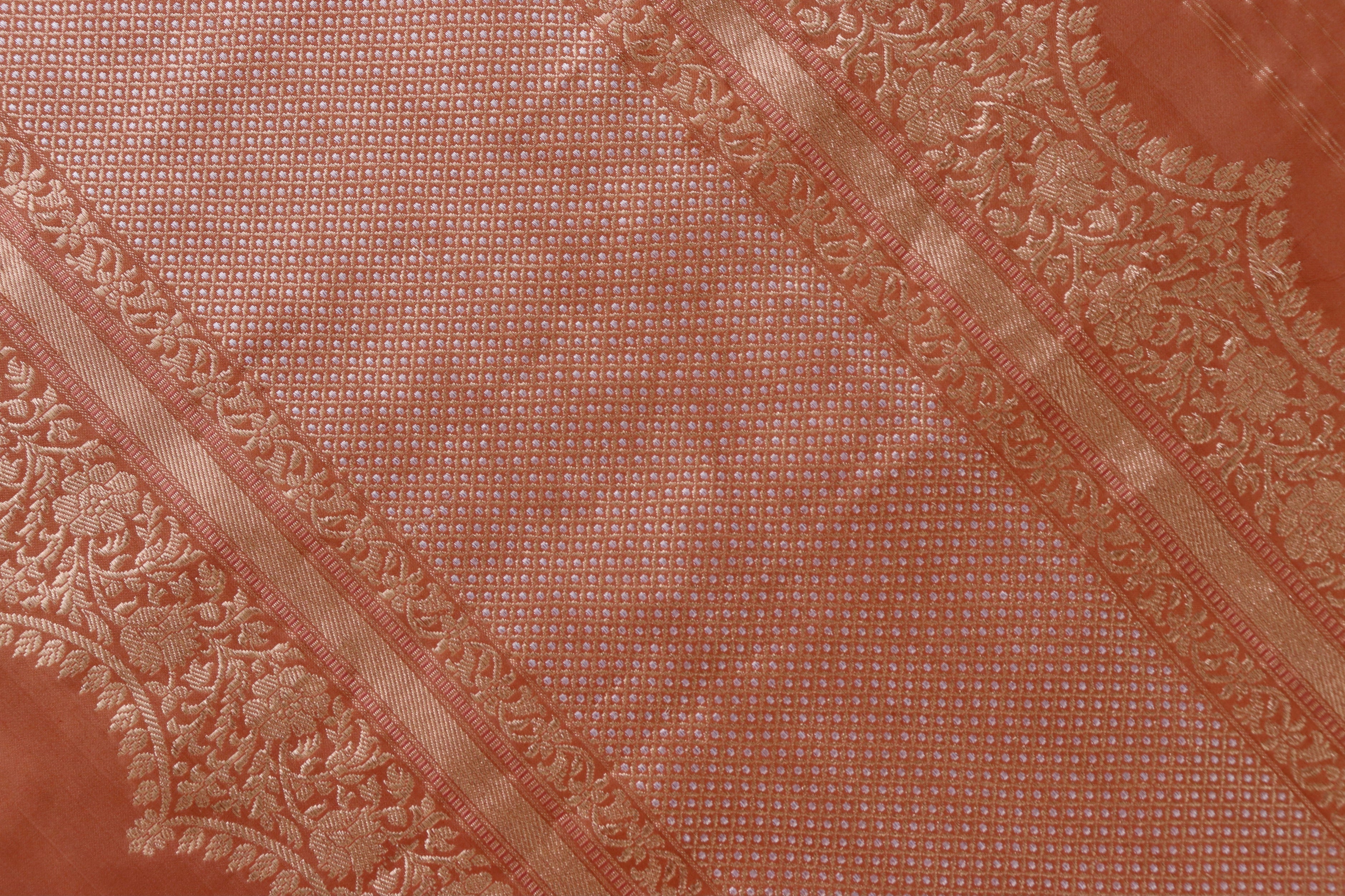 Brown Butterfly Motif Pure Silk Handloom Banarasi Saree