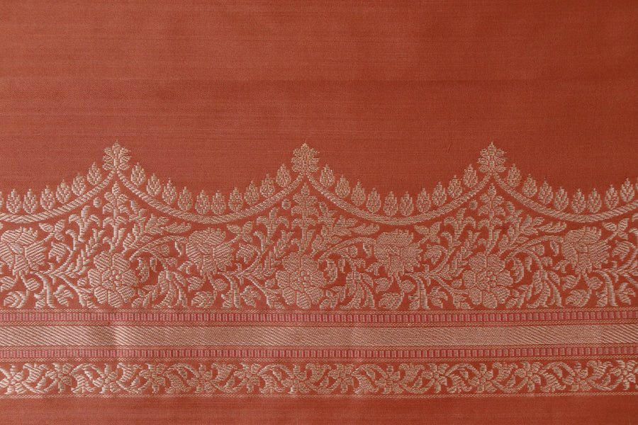 Brown Butterfly Motif Pure Silk Handloom Banarasi Saree