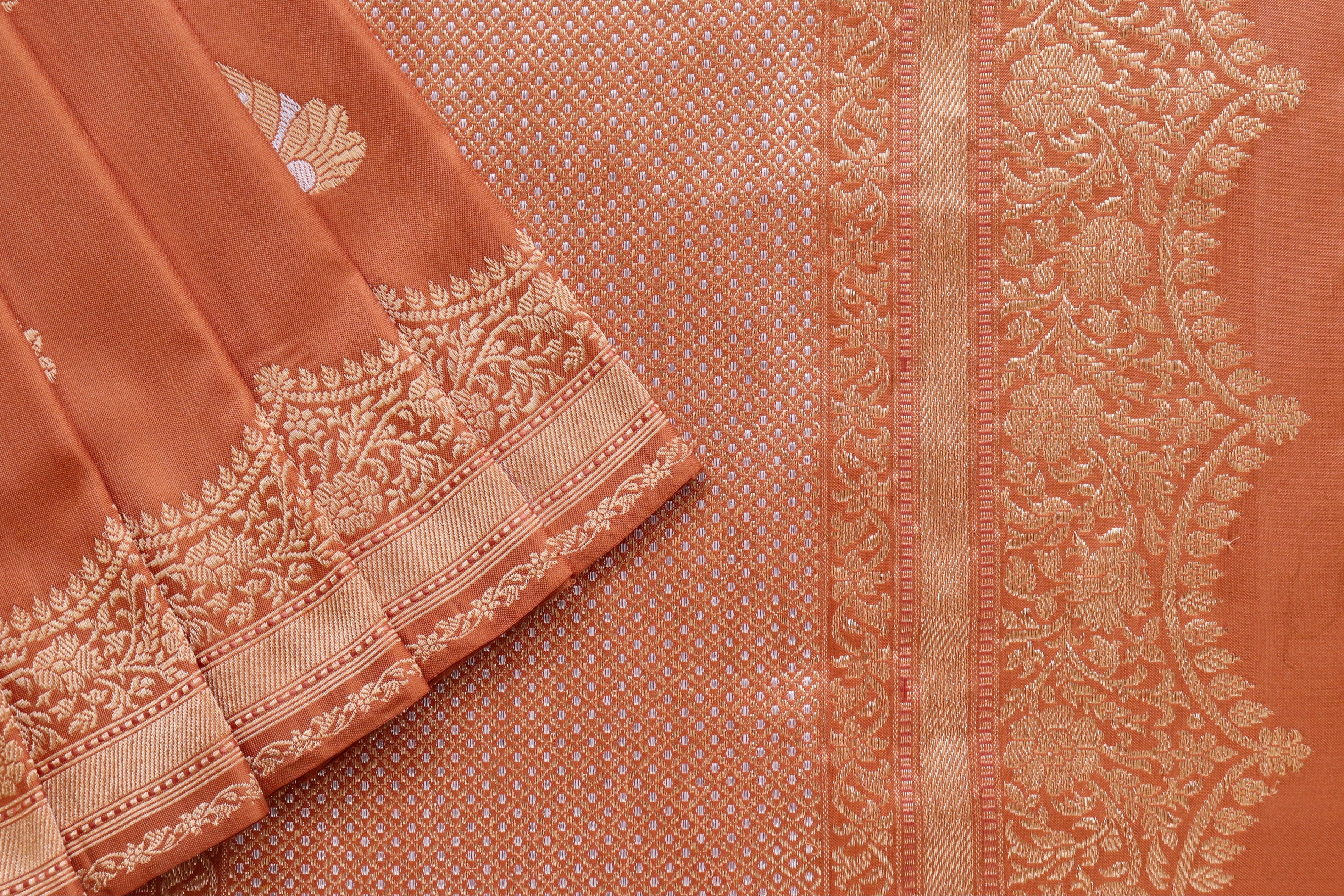 Brown Butterfly Motif Pure Silk Handloom Banarasi Saree