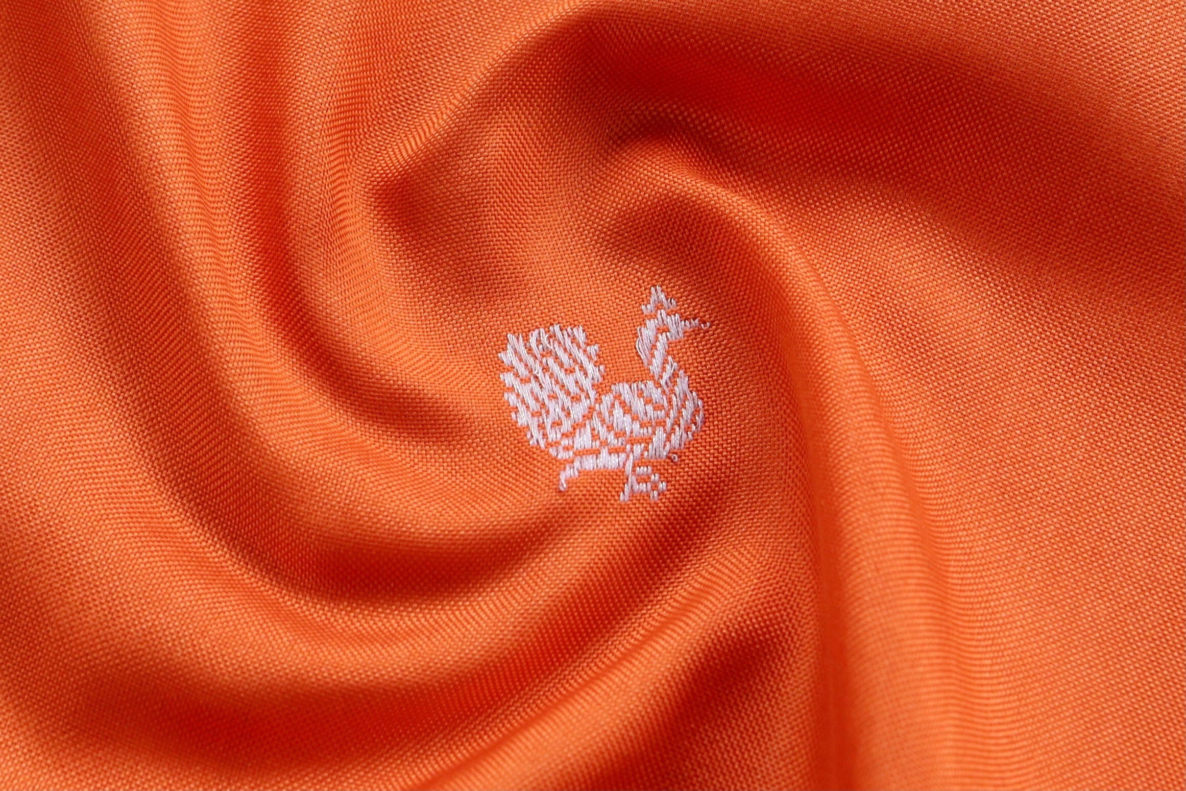 Orange Peacock Motif Pure Silk Handloom Banarasi Saree
